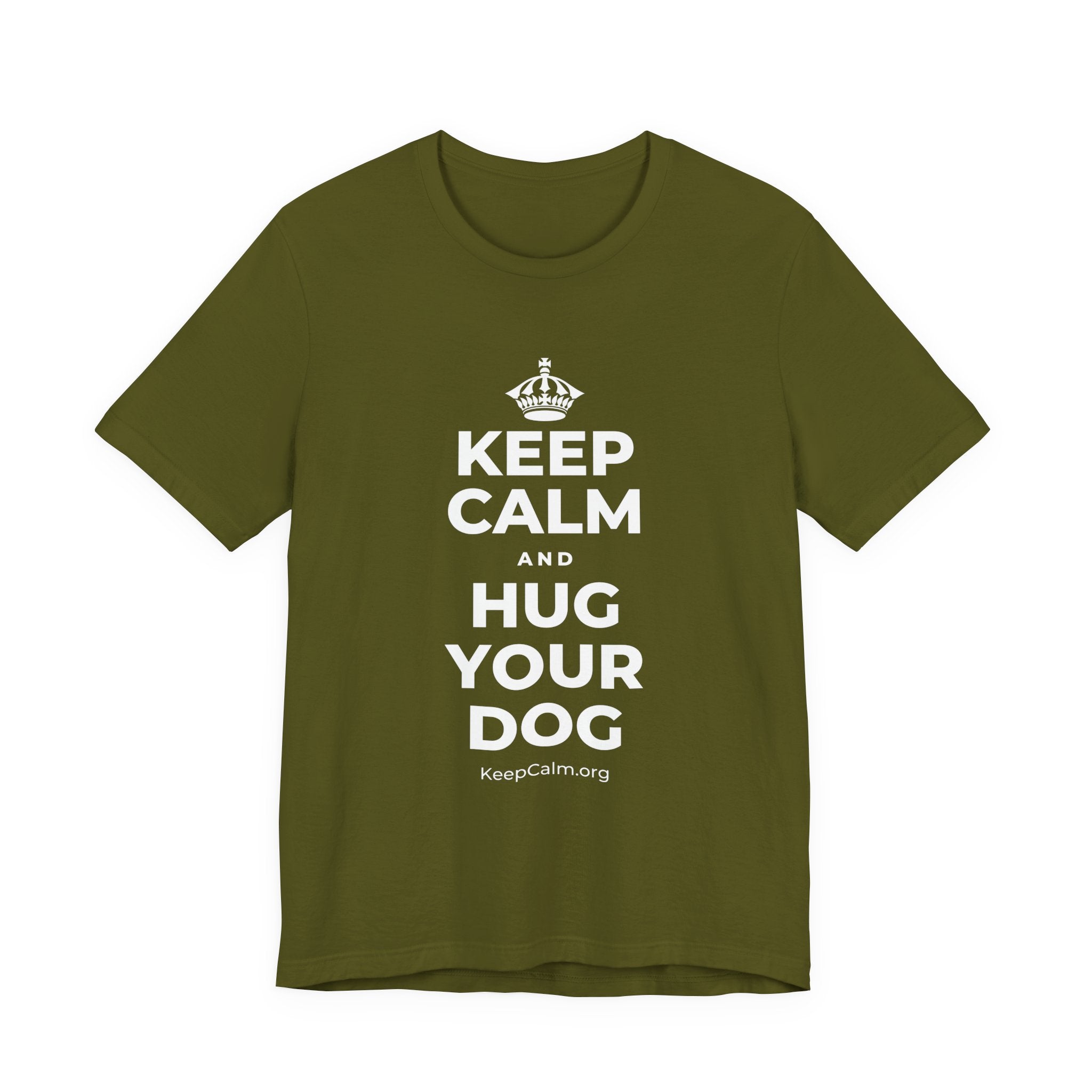 KEEP CALM AND HUG YOUR DOG T-Shirt (Baby Blue–Silver)