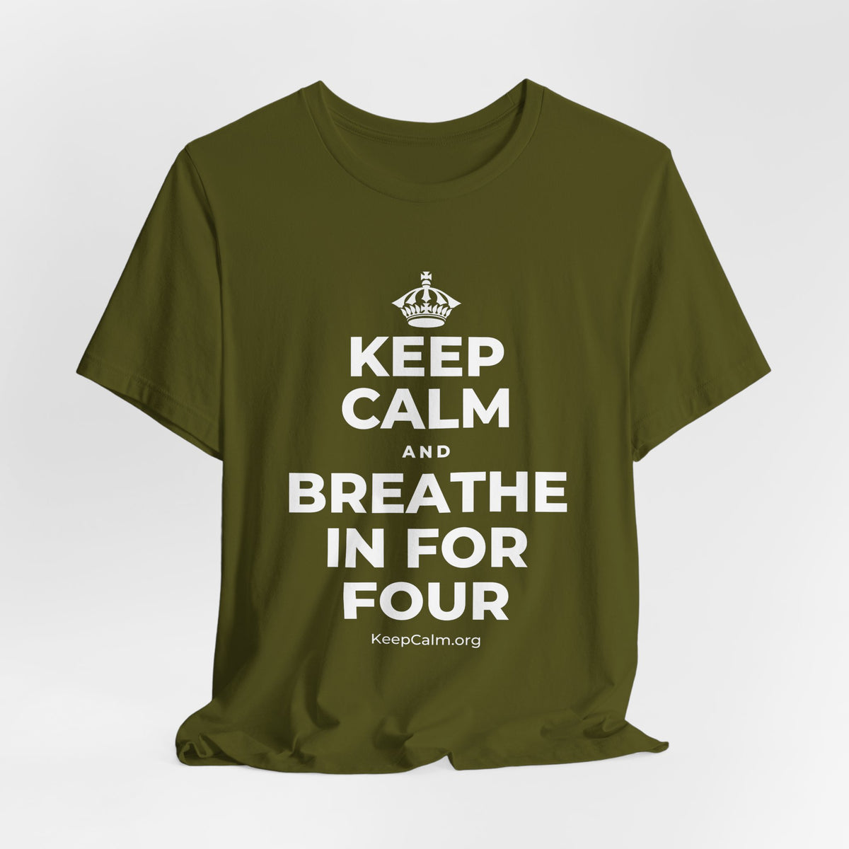 KEEP CALM AND BREATHE IN FOR FOUR T-Shirt (Baby Blue–Silver)