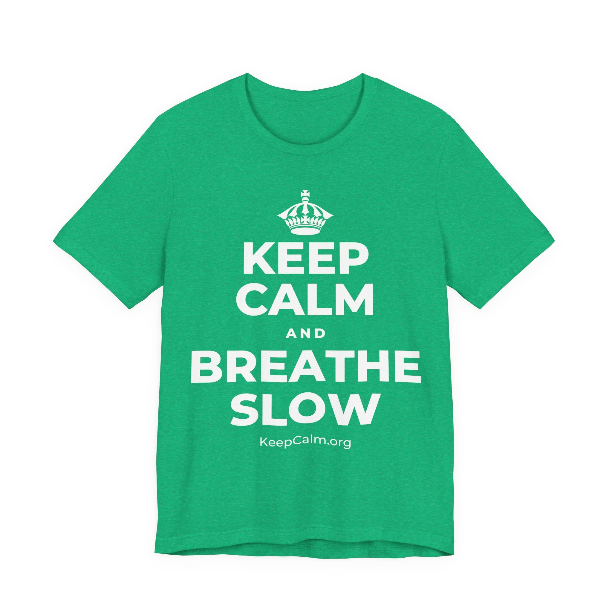 KEEP CALM AND BREATHE SLOW T-Shirt (Baby Blue–Silver)