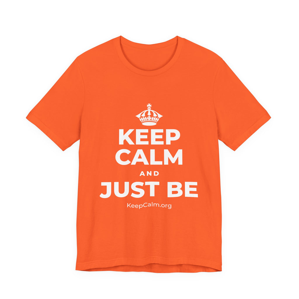 KEEP CALM AND JUST BE T-Shirt (Baby Blue–Silver)