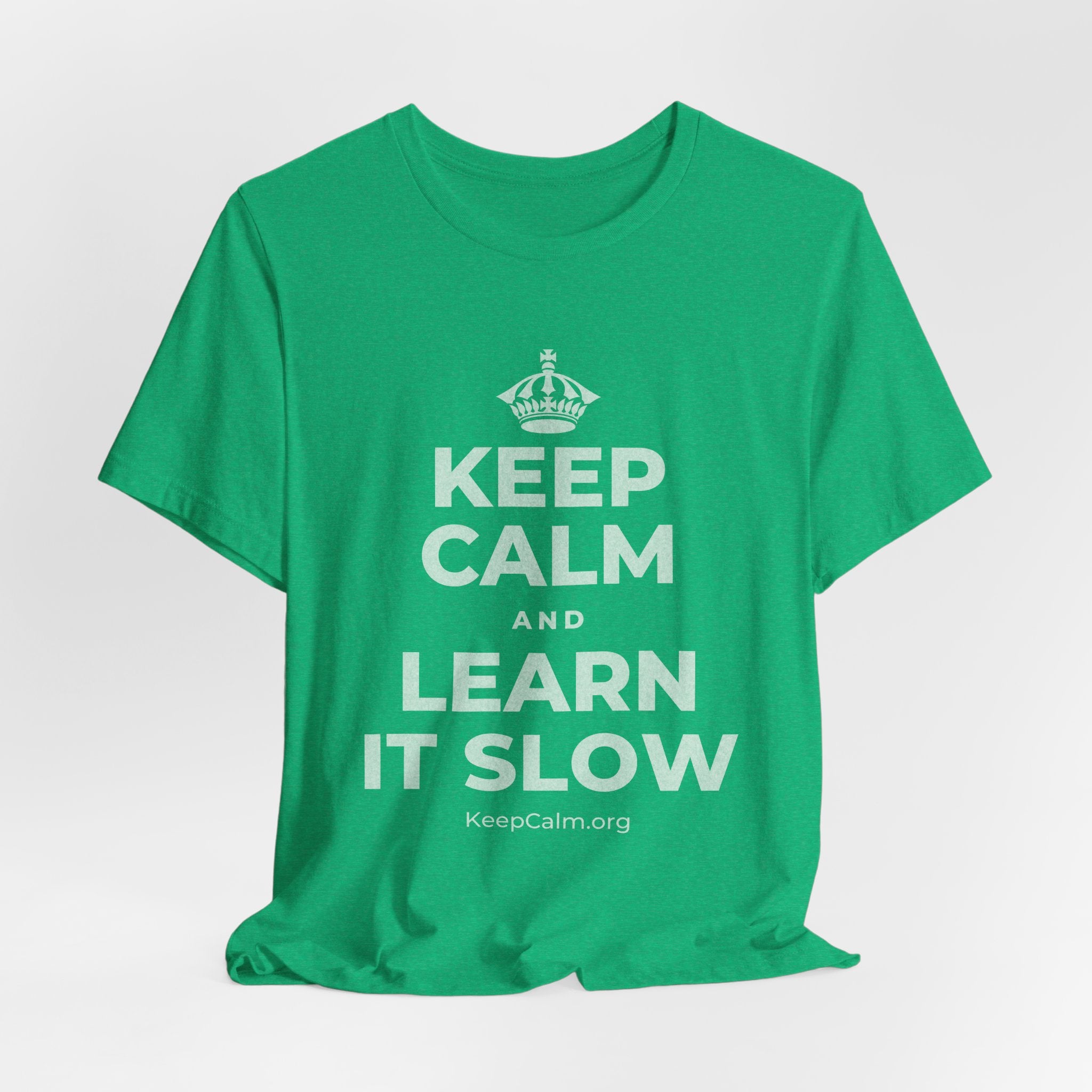 KEEP CALM AND LEARN IT SLOW T-Shirt (Baby Blue–Silver)
