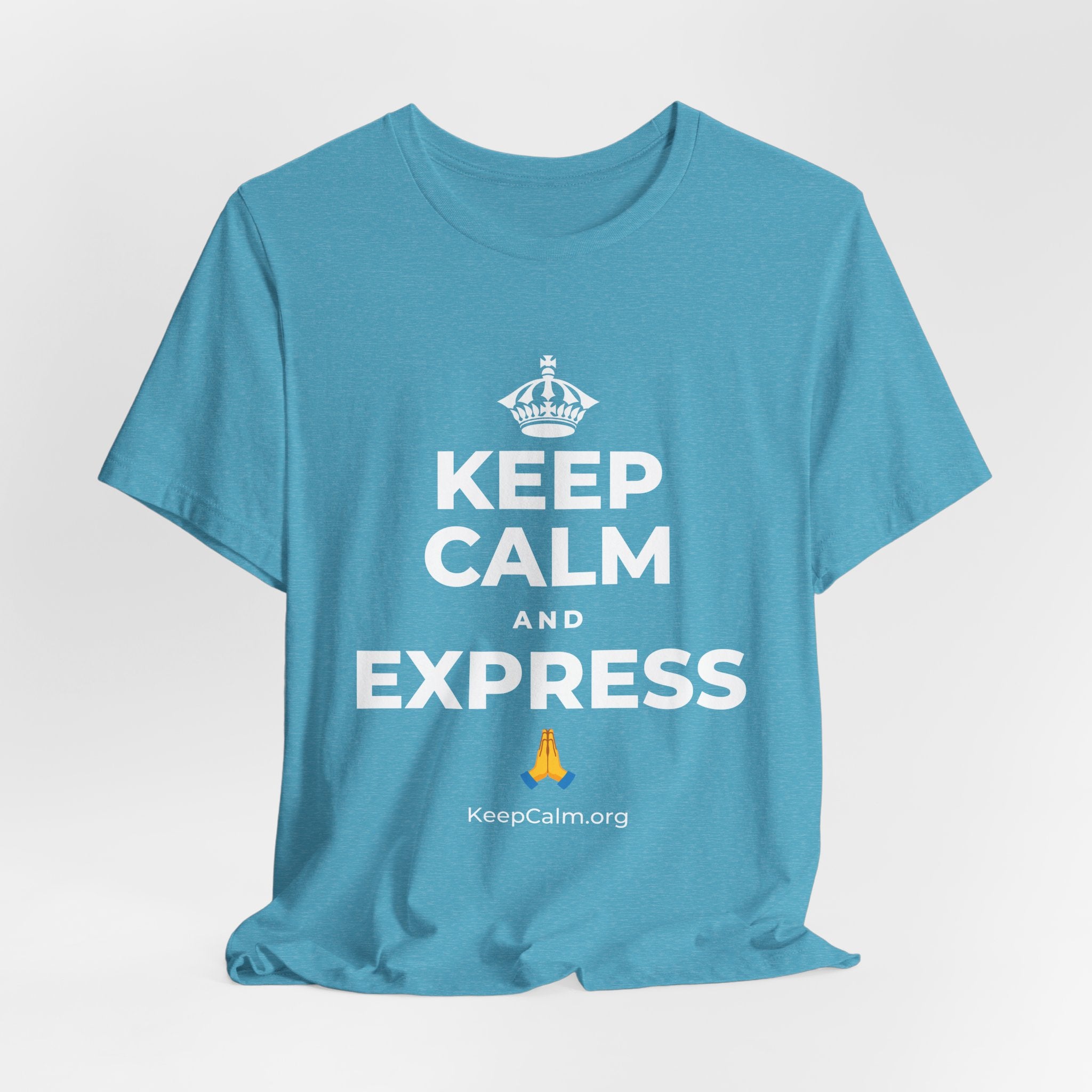 KEEP CALM AND EXPRESS 🙏 T-Shirt (Soft Cream–Heather Mauve)