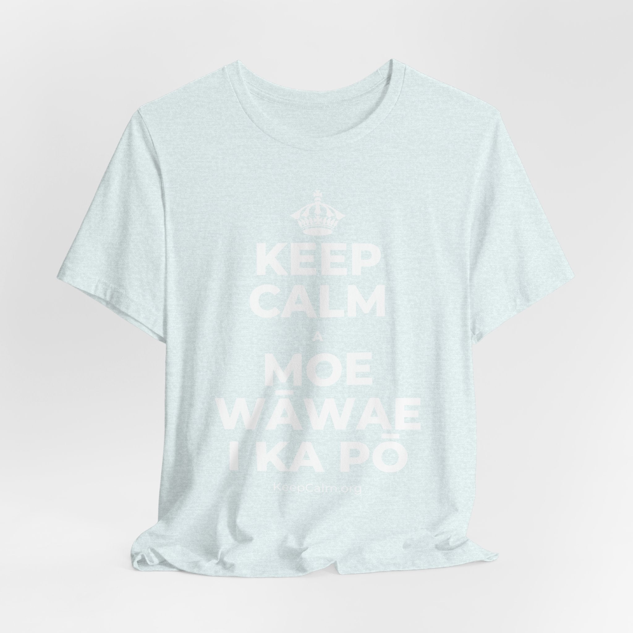 KEEP CALM A MOE WĀWAE I KA PŌ T-Shirt (Soft Cream–Heather Mauve)