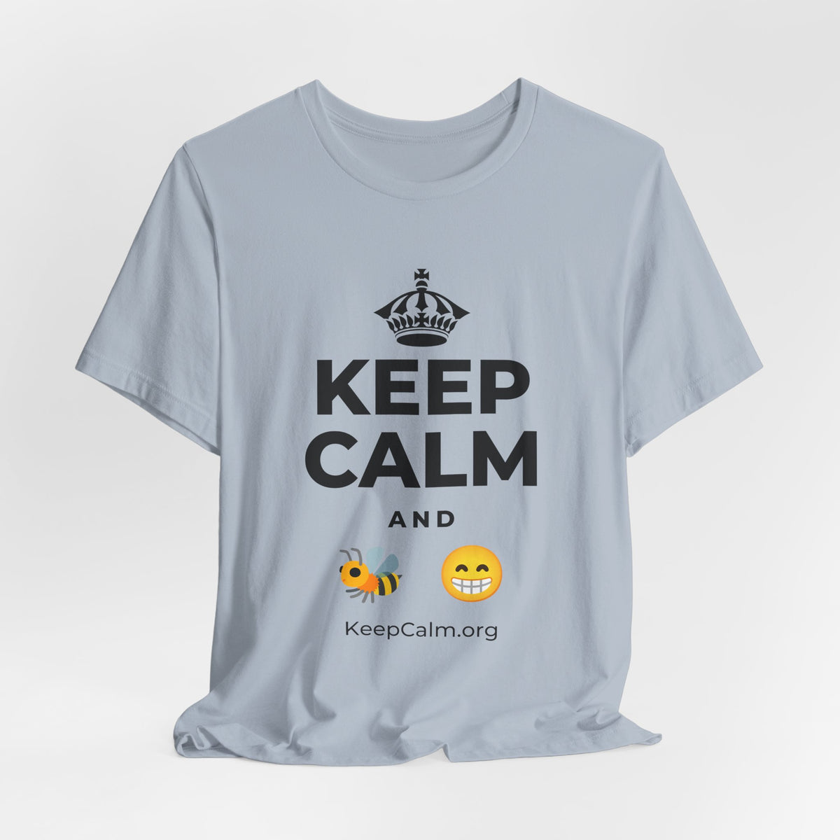 KEEP CALM AND BEE HAPPY T-Shirt (White–Asphalt)