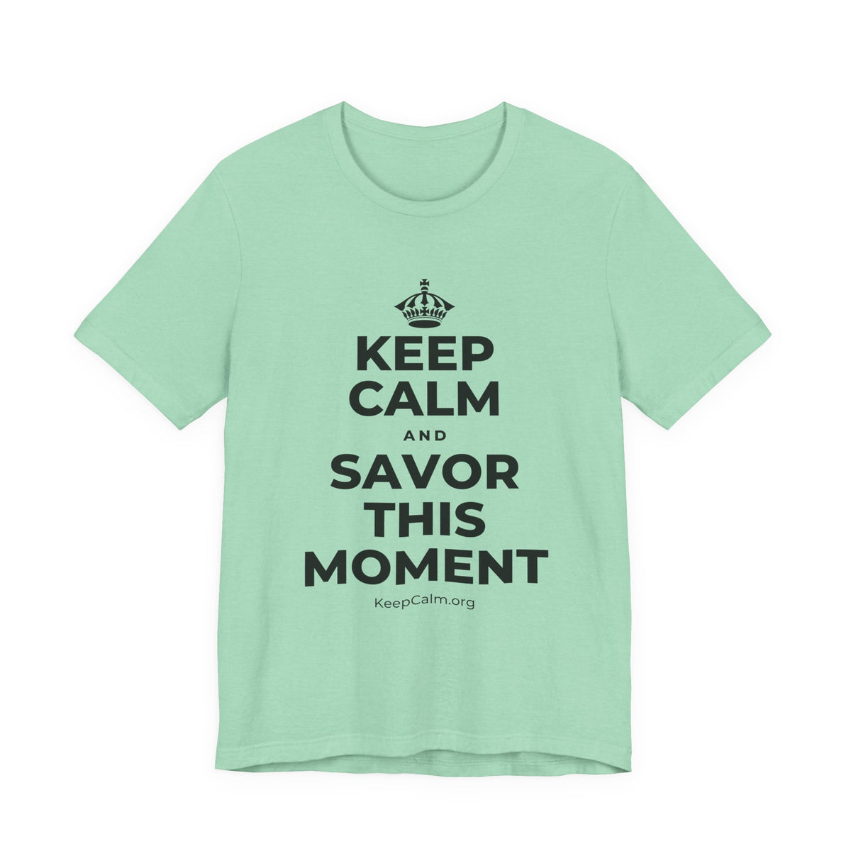 KEEP CALM AND SAVOR THIS MOMENT T-Shirt (Baby Blue–Silver)