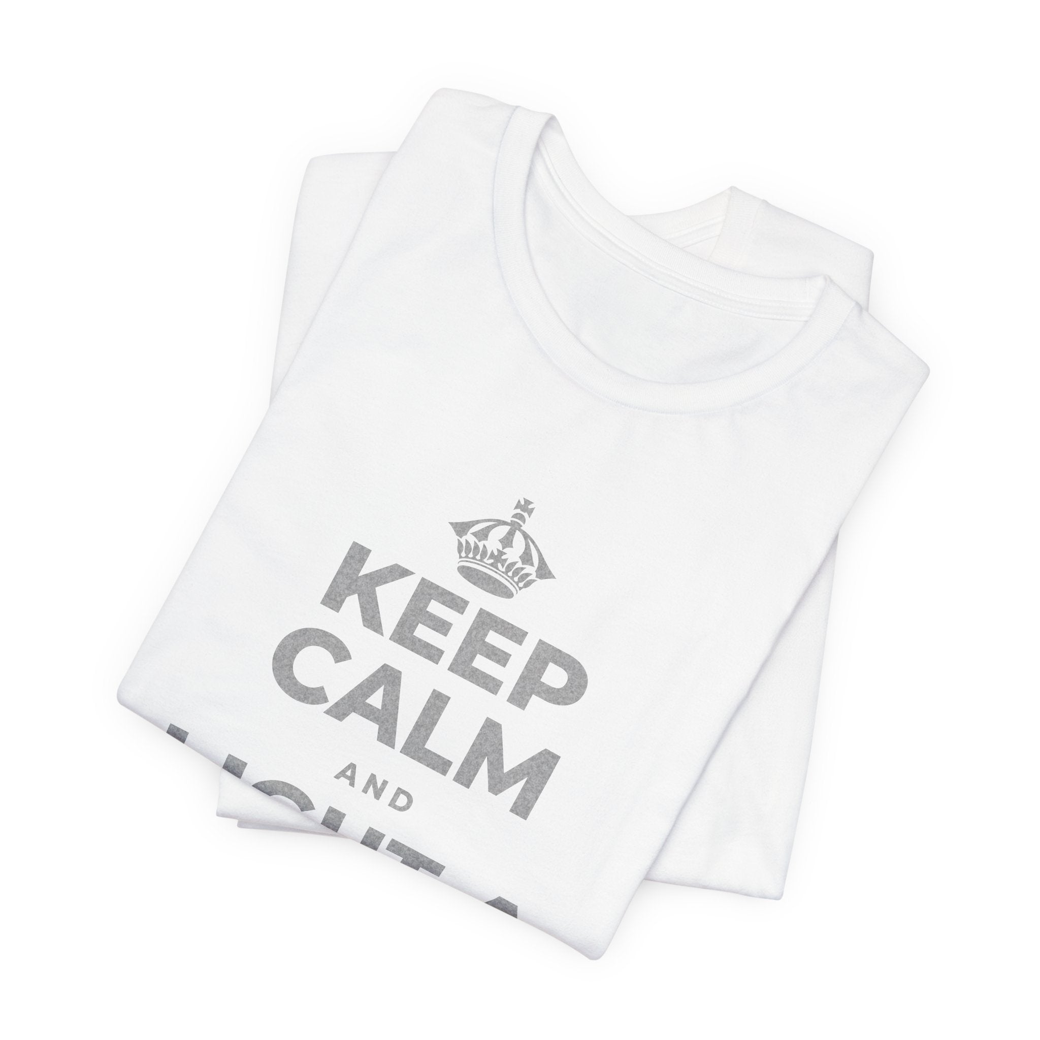 KEEP CALM AND LIGHT A COZY CANDLE T-Shirt (White–Asphalt)
