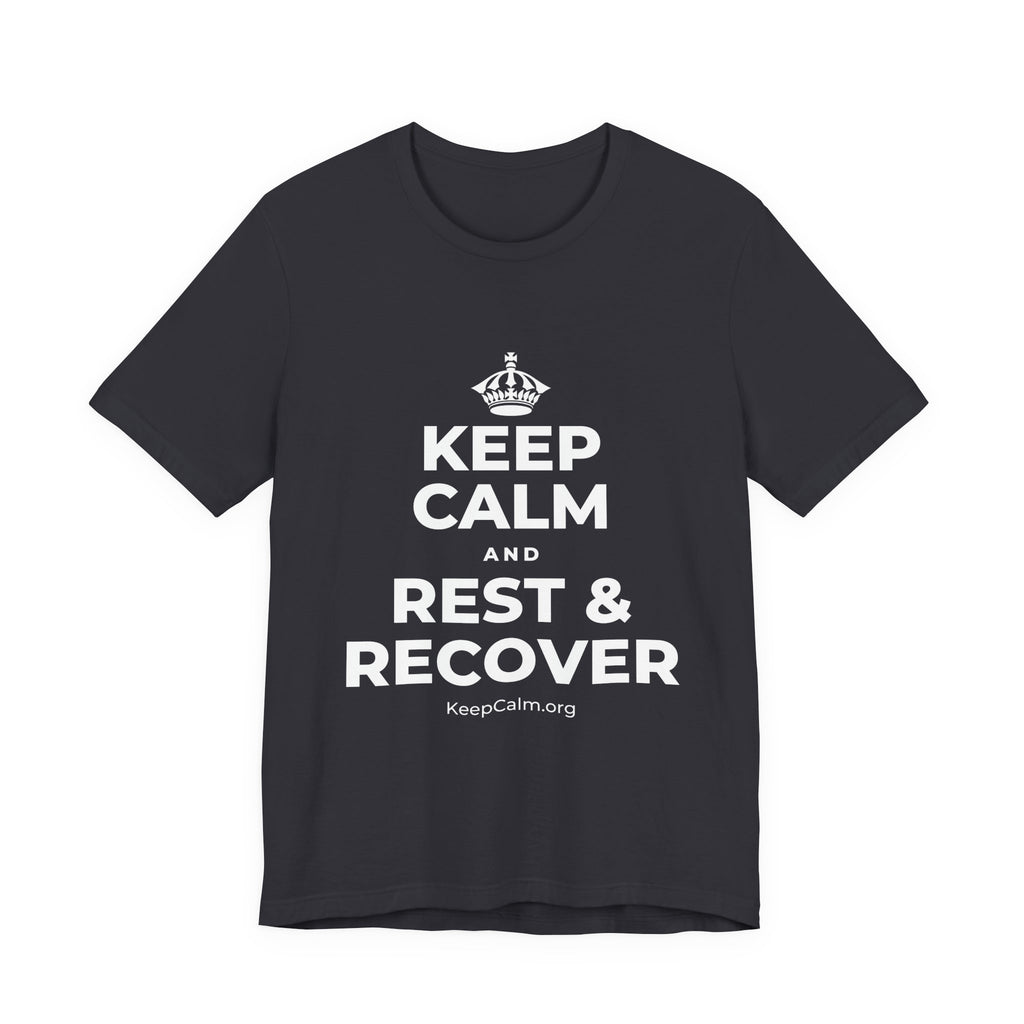 KEEP CALM AND REST & RECOVER T-Shirt (Baby Blue–Silver)