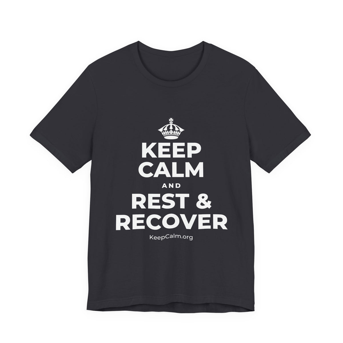 KEEP CALM AND REST & RECOVER T-Shirt (Baby Blue–Silver)