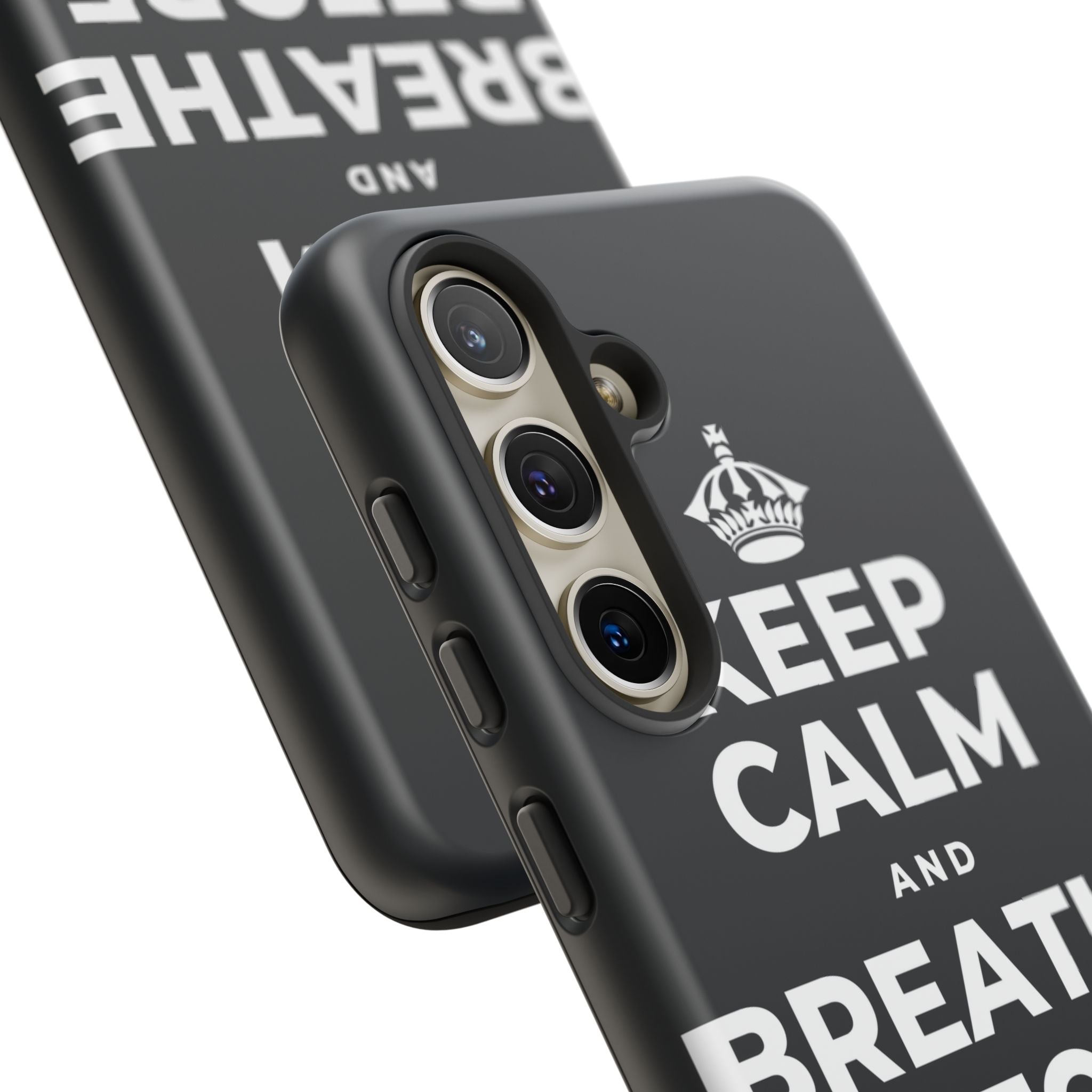 KEEP CALM AND BREATHE BEFORE YOU BEGIN Phone Case (Dark)