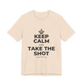 KEEP CALM AND TAKE THE SHOT T-Shirt (Soft Cream–Heather Mauve)
