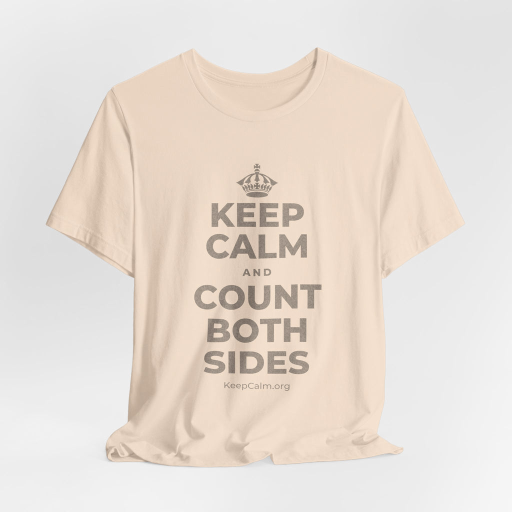 KEEP CALM AND COUNT BOTH SIDES T-Shirt (Soft Cream–Heather Mauve)