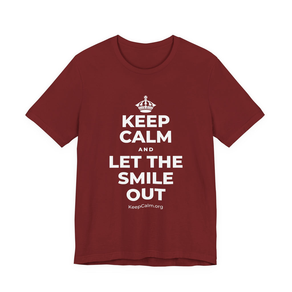 KEEP CALM AND LET THE SMILE OUT T-Shirt (Baby Blue–Silver)