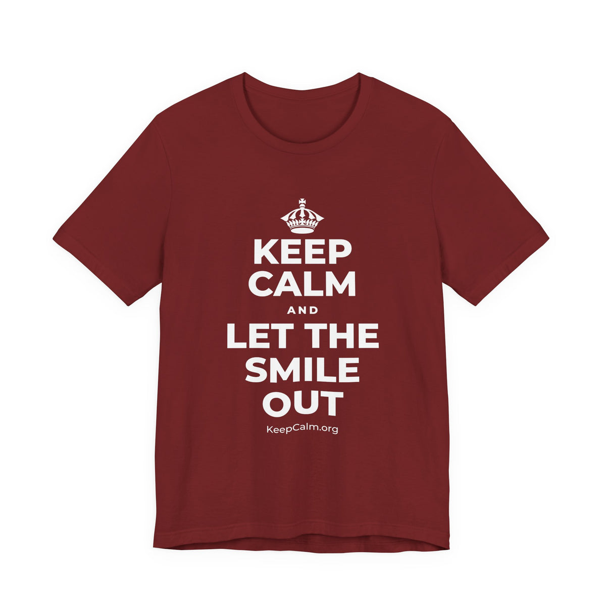 KEEP CALM AND LET THE SMILE OUT T-Shirt (Baby Blue–Silver)