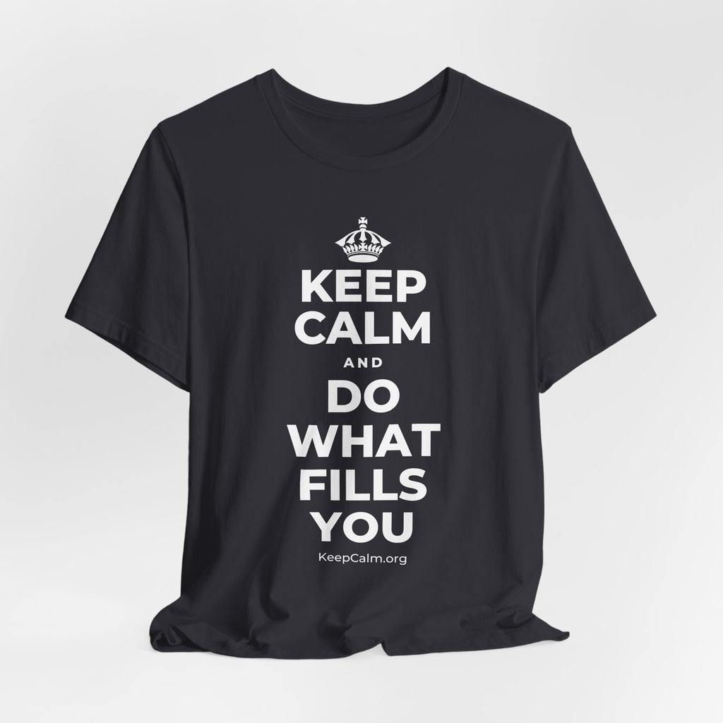 KEEP CALM AND DO WHAT FILLS YOU T-Shirt (Baby Blue–Silver)