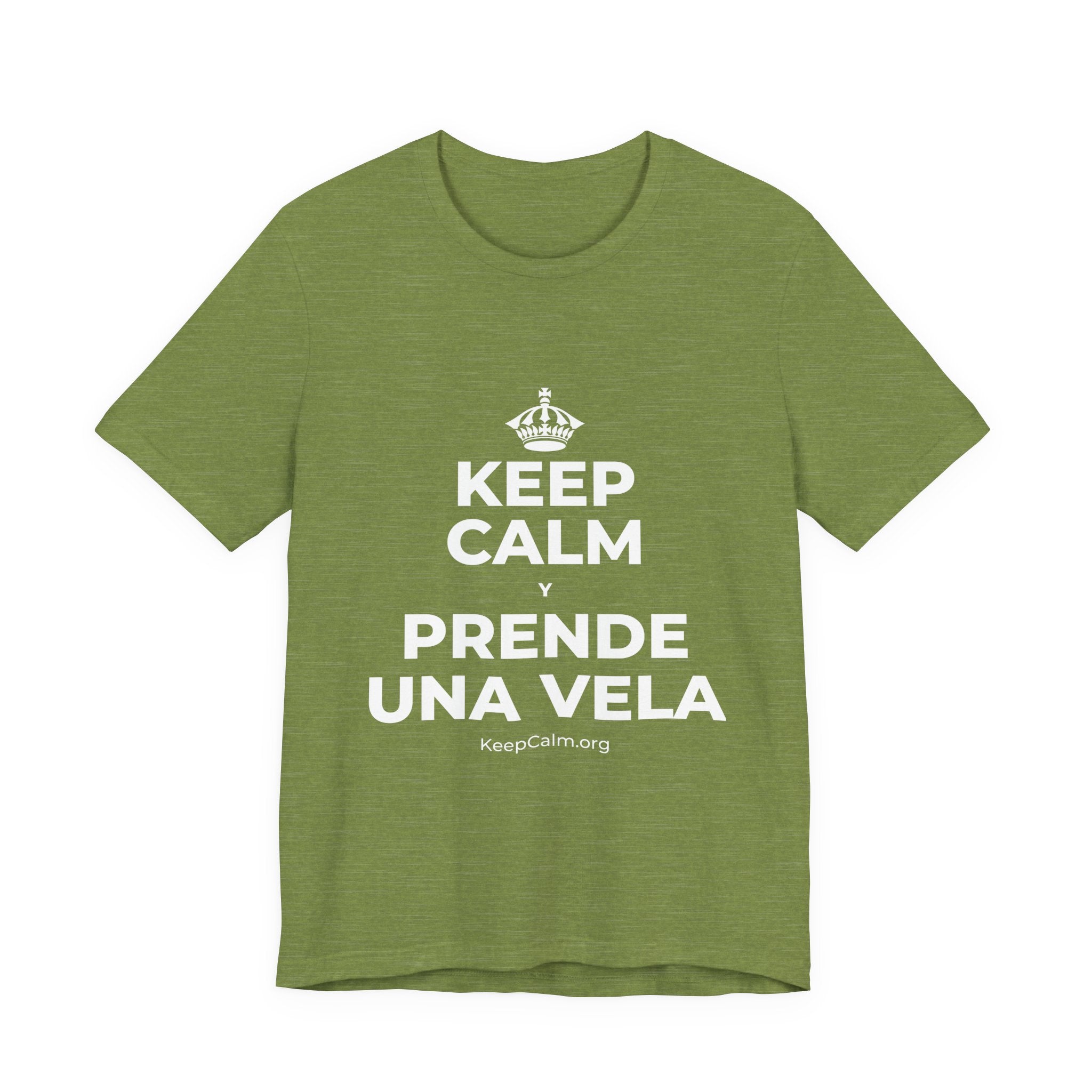 KEEP CALM Y PRENDE UNA VELA T-Shirt (Baby Blue–Silver)