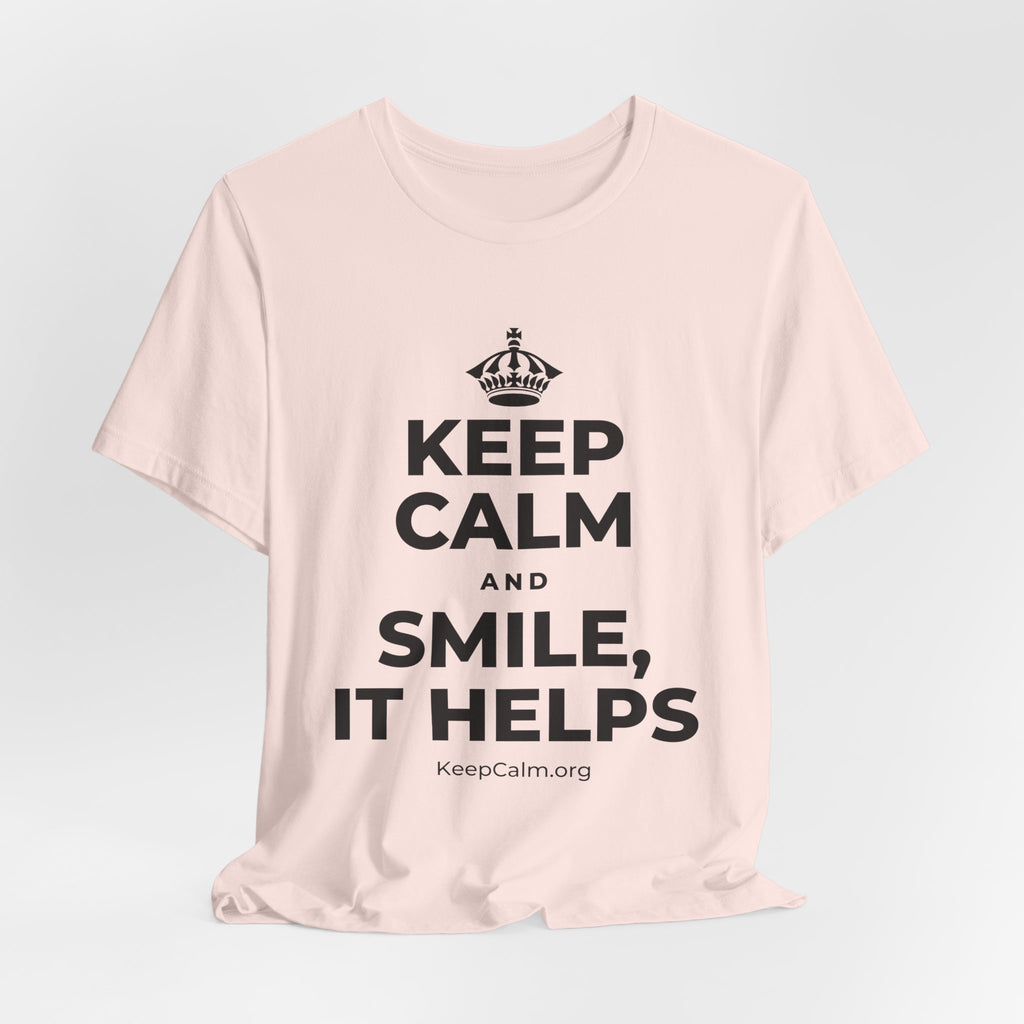 KEEP CALM AND SMILE, IT HELPS T-Shirt (Soft Cream–Heather Mauve)