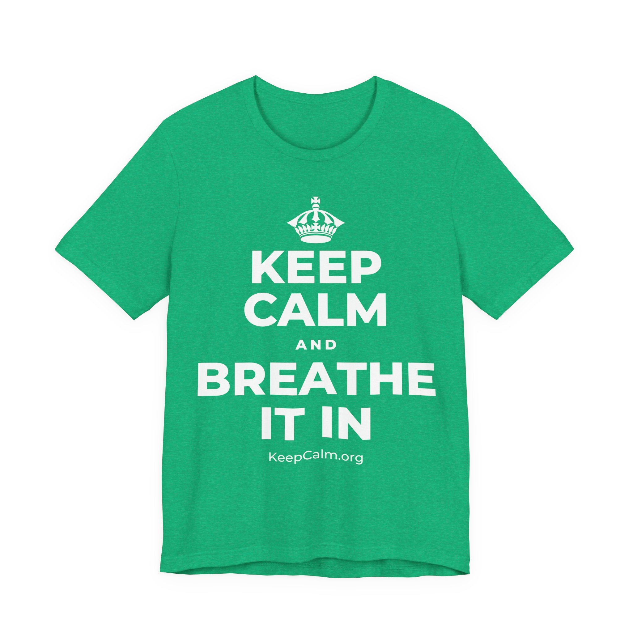 KEEP CALM AND BREATHE IT IN T-Shirt (Baby Blue–Silver)
