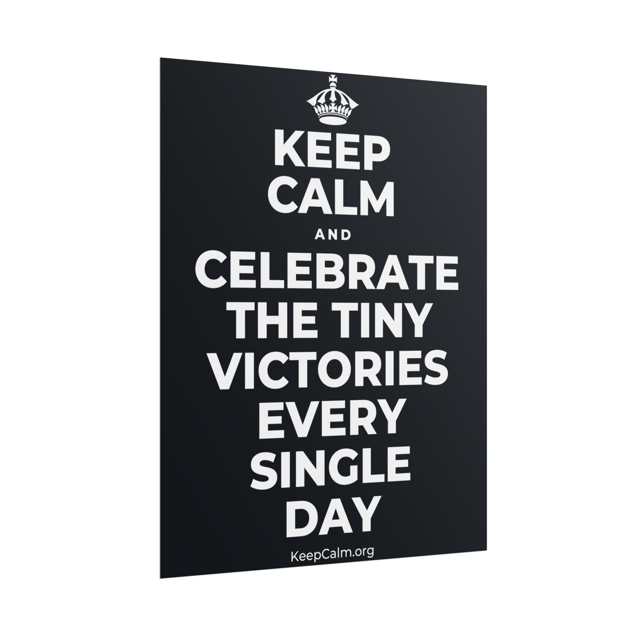 KEEP CALM AND CELEBRATE THE TINY VICTORIES EVERY SINGLE DAY Poster (Dark)