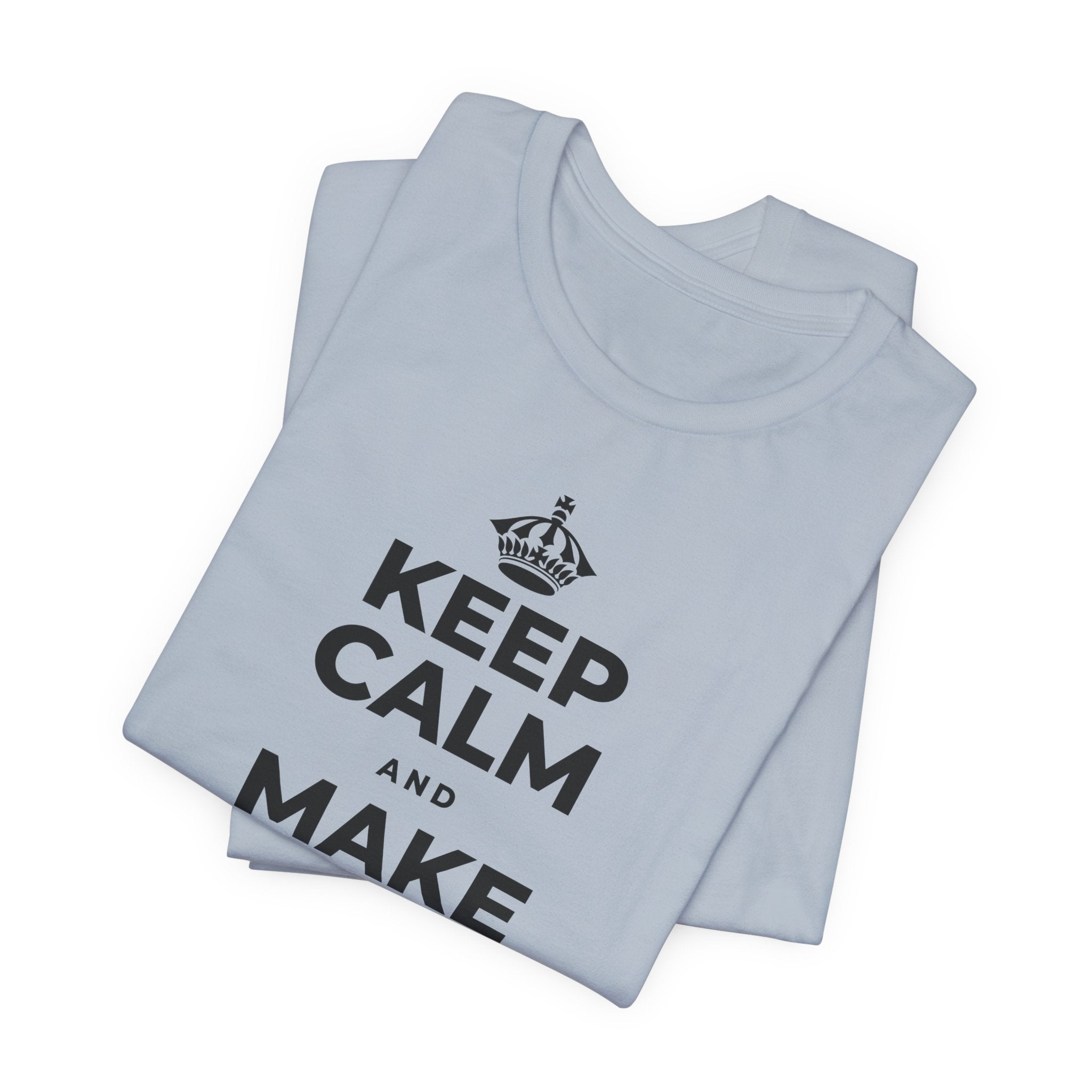 KEEP CALM AND MAKE ONE SMALL CHANGE T-Shirt (White–Asphalt)