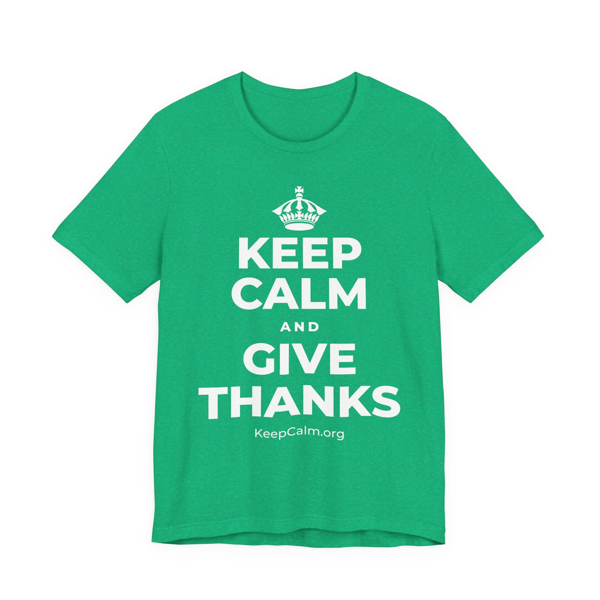 KEEP CALM AND GIVE THANKS T-Shirt (Baby Blue–Silver)