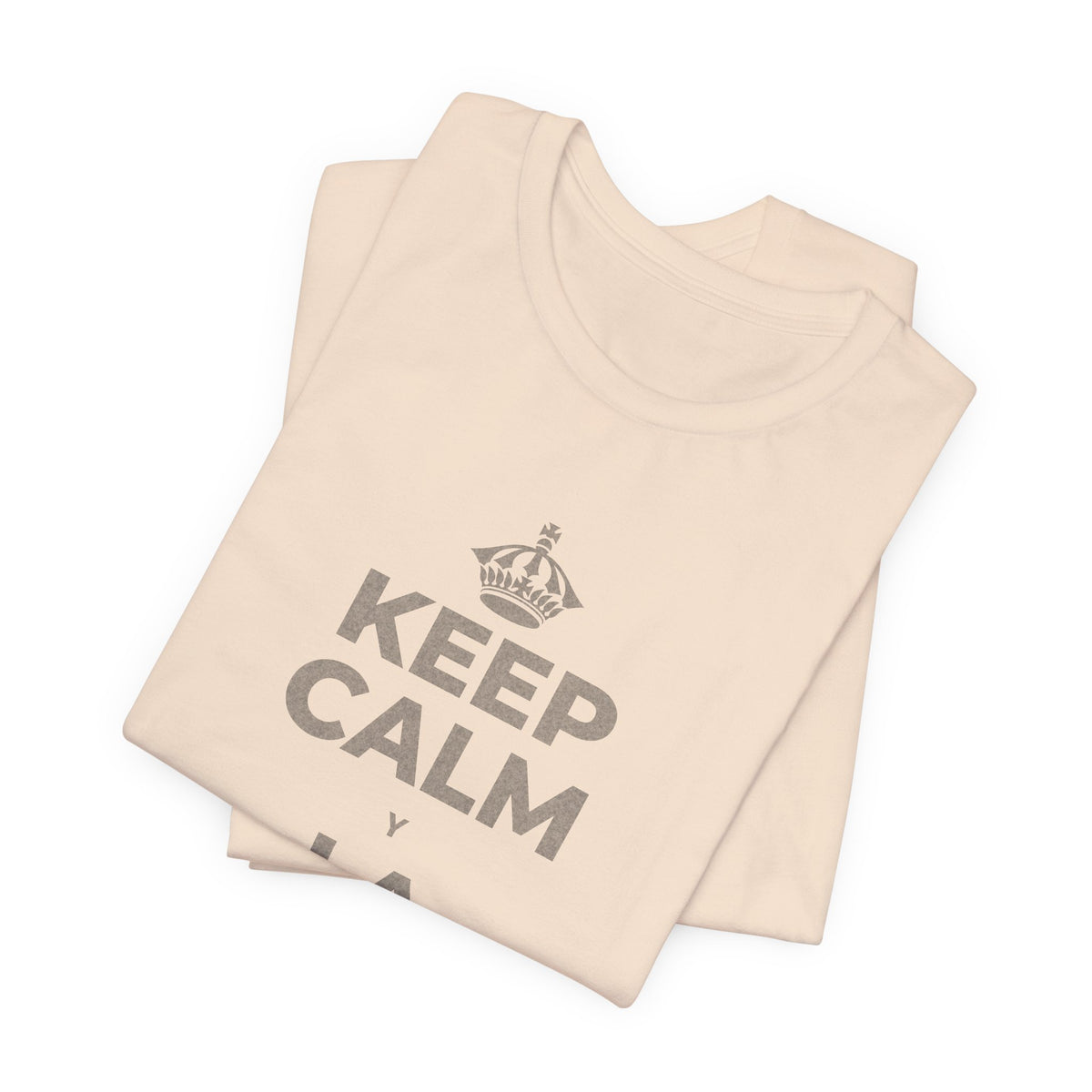 KEEP CALM Y LA FRENTE EN ALTO T-Shirt (Soft Cream–Heather Mauve)