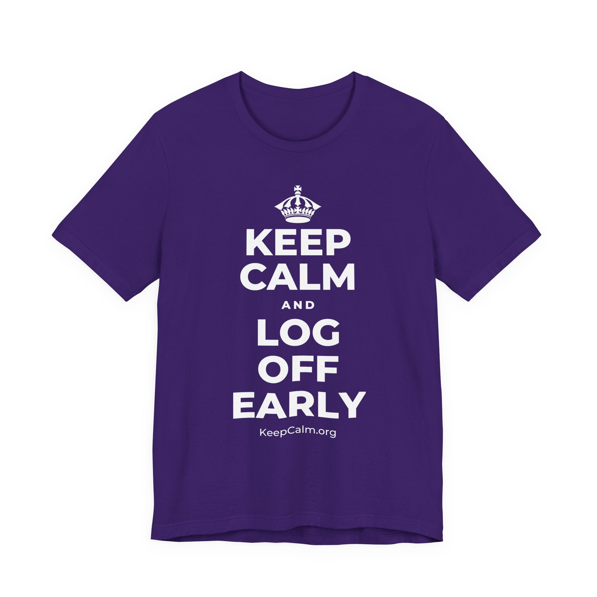 KEEP CALM AND LOG OFF EARLY T-Shirt (Soft Cream–Heather Mauve)