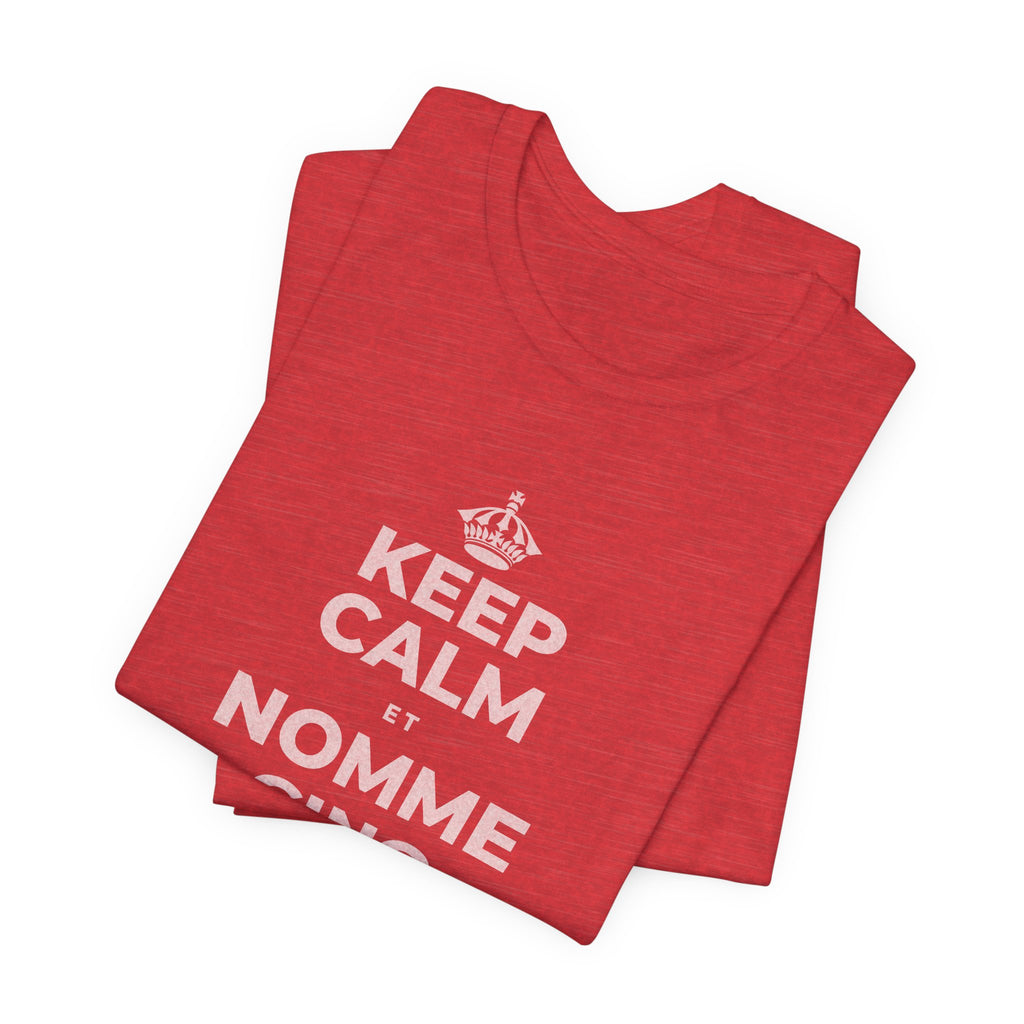 KEEP CALM ET NOMME CINQ CHOSES QUE TU VOIS T-Shirt (Baby Blue–Silver)