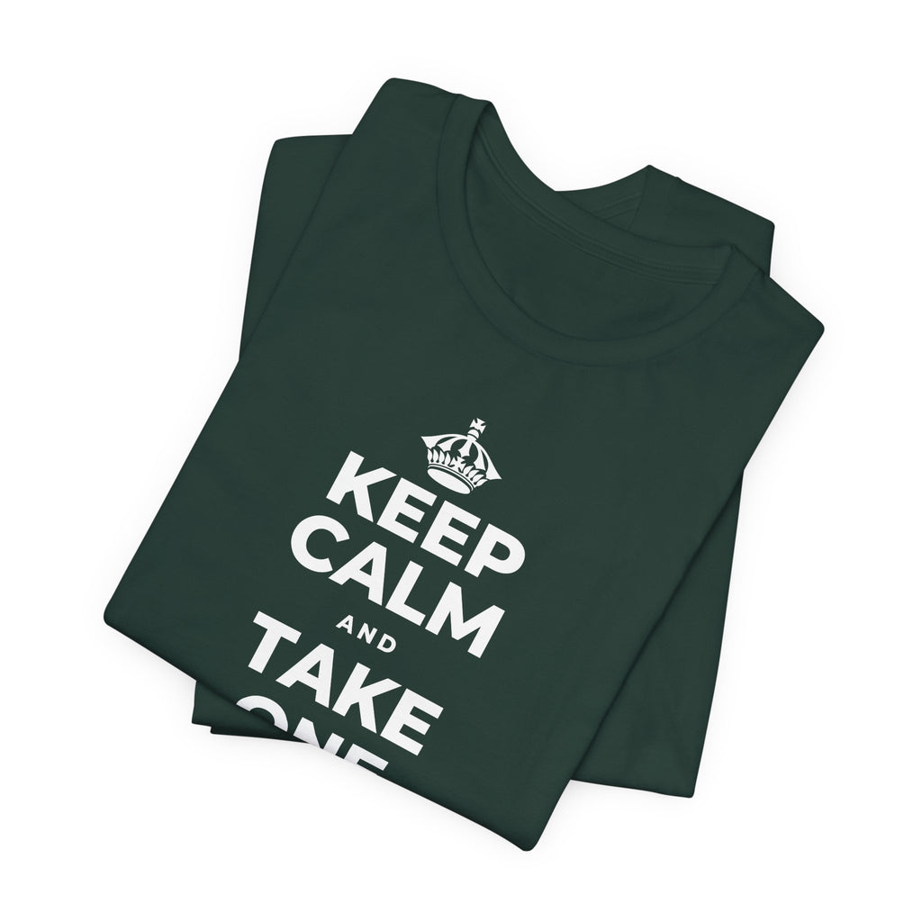 KEEP CALM AND TAKE ONE BREATH AT A TIME T-Shirt (White–Asphalt)