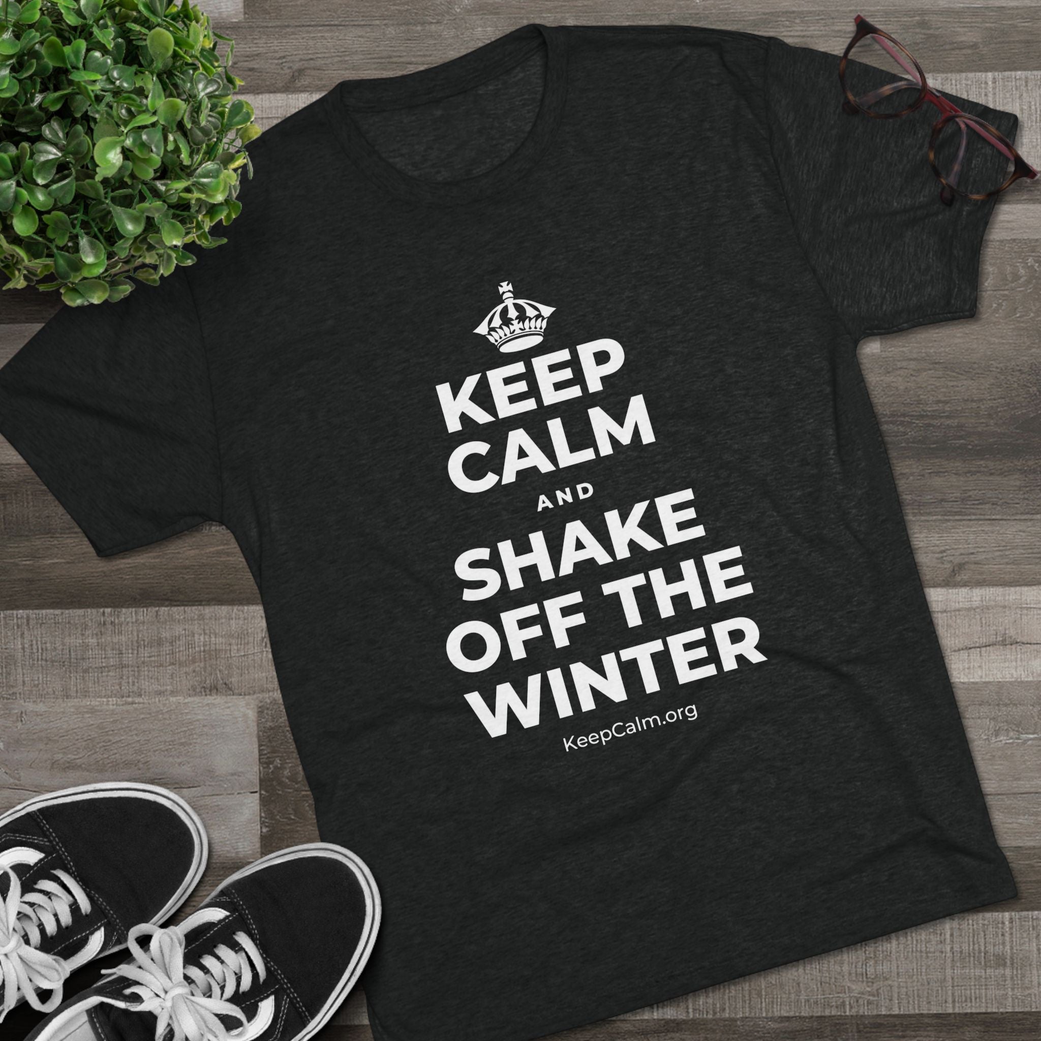 KEEP CALM AND SHAKE OFF THE WINTER Tri-Blend Tee