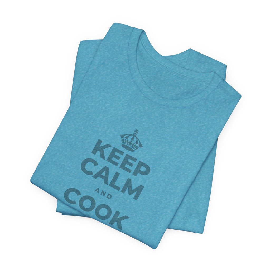 KEEP CALM AND COOK SOMETHING T-Shirt (Soft Cream–Heather Mauve)