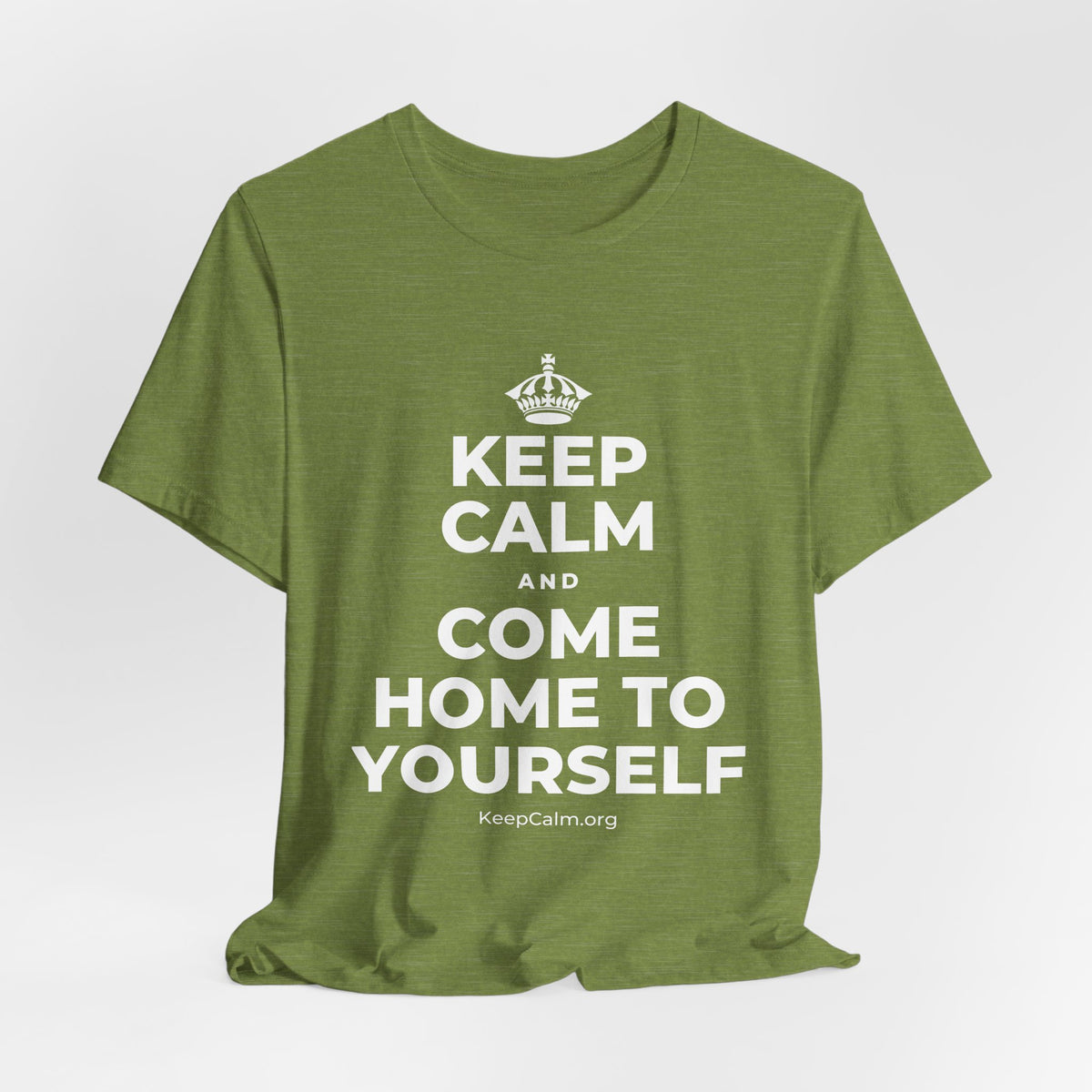KEEP CALM AND COME HOME TO YOURSELF T-Shirt (Baby Blue–Silver)