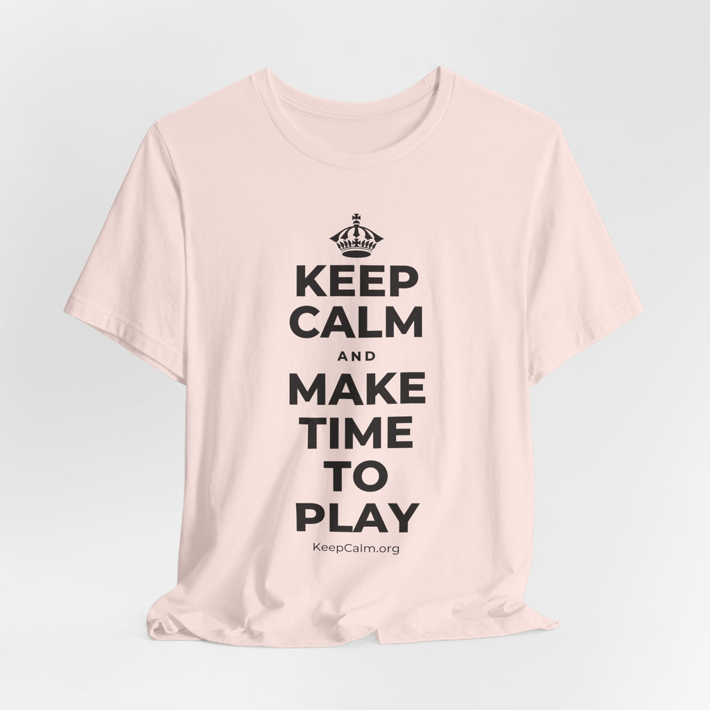KEEP CALM AND MAKE TIME TO PLAY T-Shirt (Soft Cream–Heather Mauve)