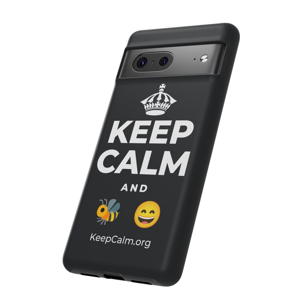 KEEP CALM AND 🐝 😄 Phone Case (Dark)
