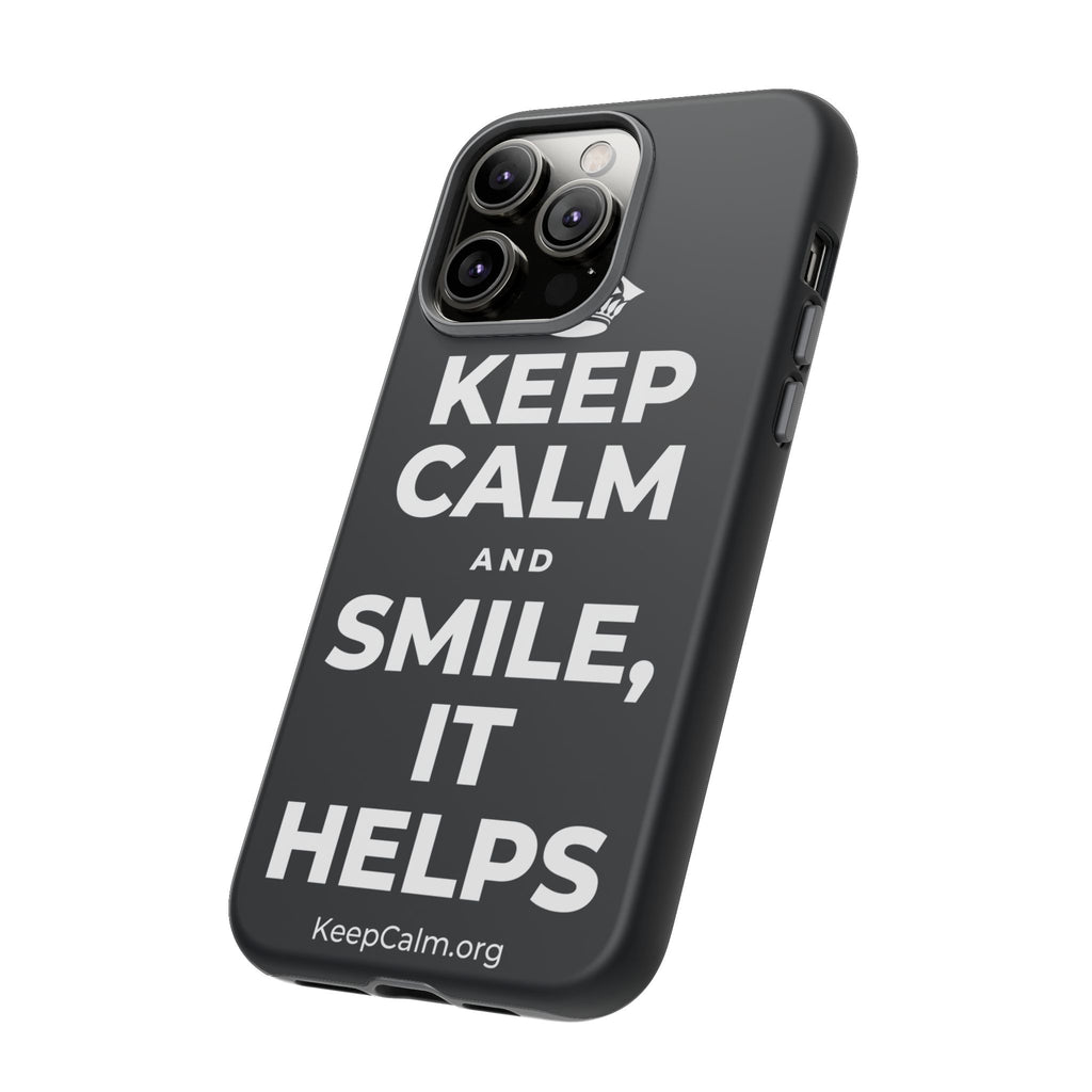 KEEP CALM AND SMILE, IT HELPS Phone Case (Dark)