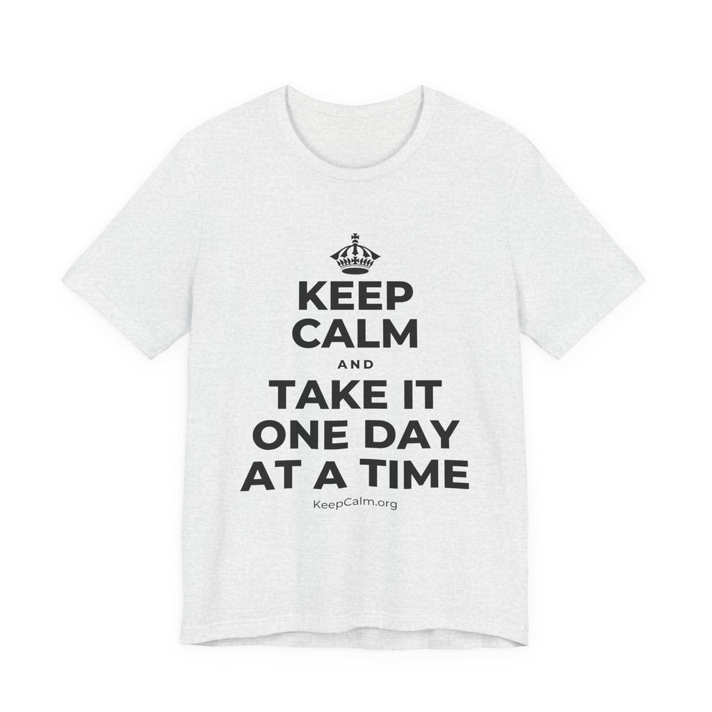 KEEP CALM AND TAKE IT ONE DAY AT A TIME T-Shirt (Soft Cream–Heather Mauve)