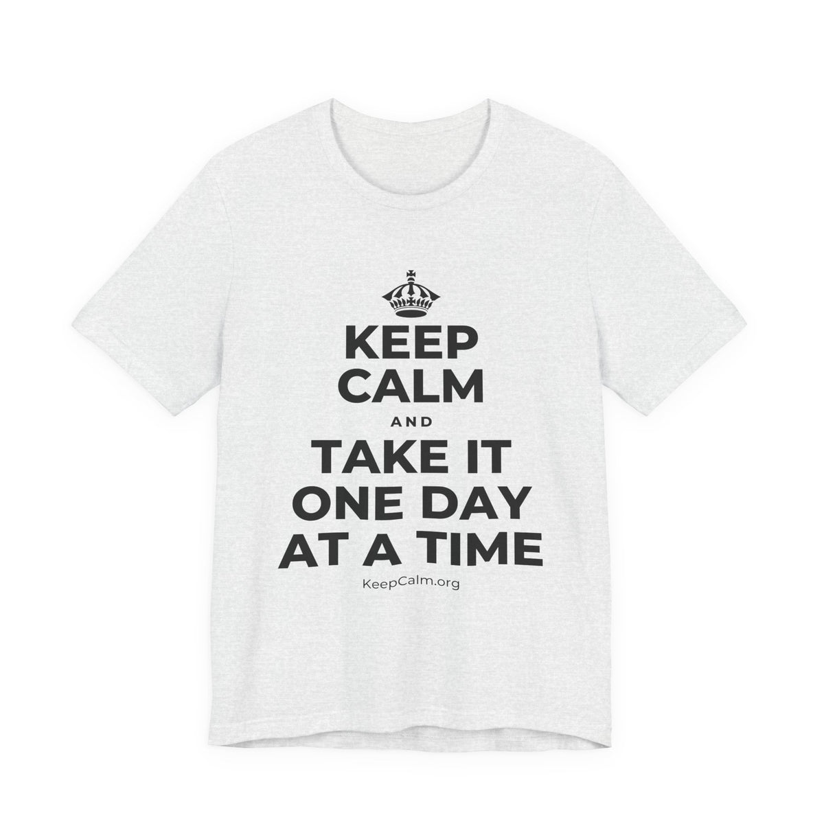 KEEP CALM AND TAKE IT ONE DAY AT A TIME T-Shirt (Soft Cream–Heather Mauve)