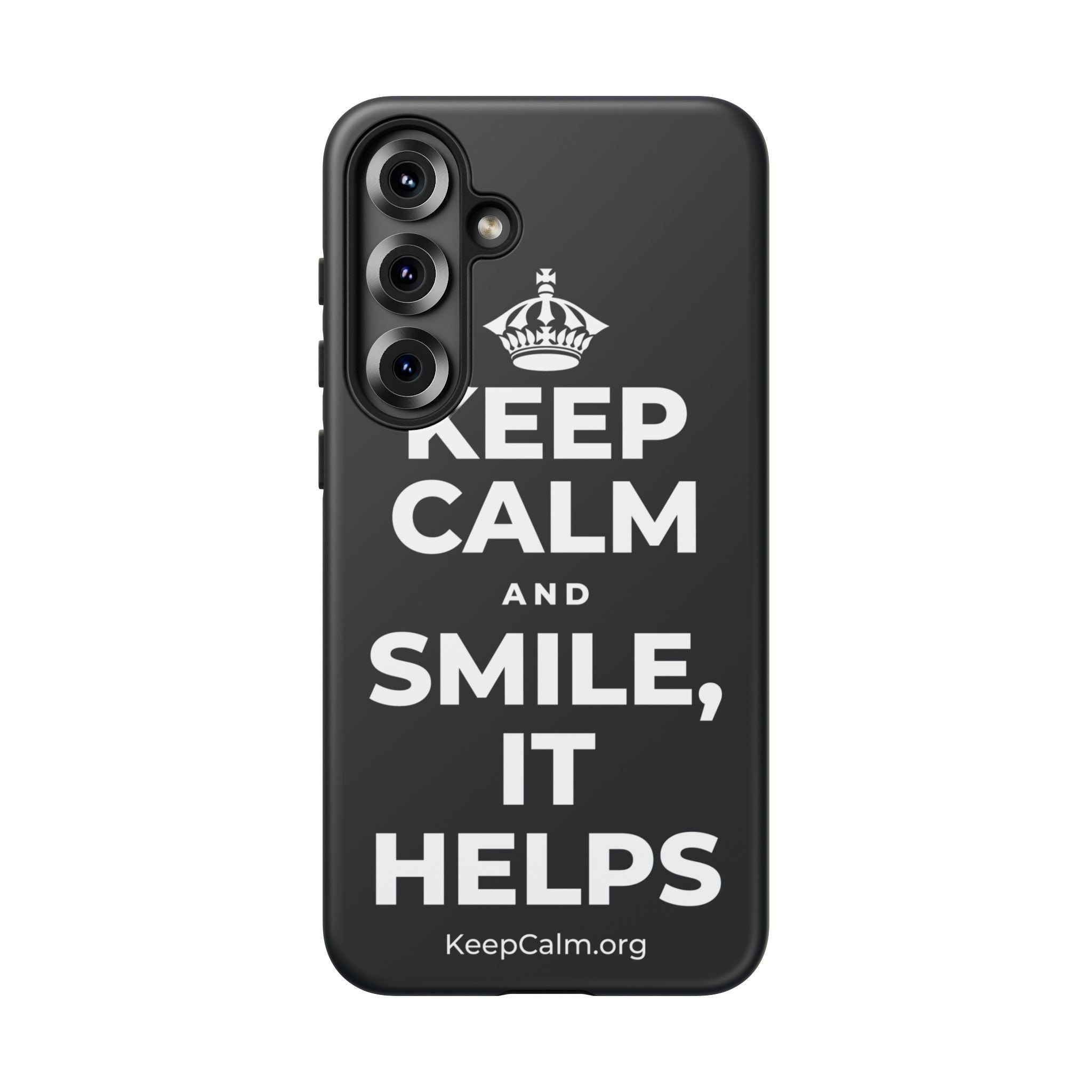 KEEP CALM AND SMILE, IT HELPS Phone Case (Dark)