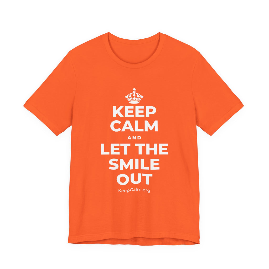 KEEP CALM AND LET THE SMILE OUT T-Shirt (Baby Blue–Silver)