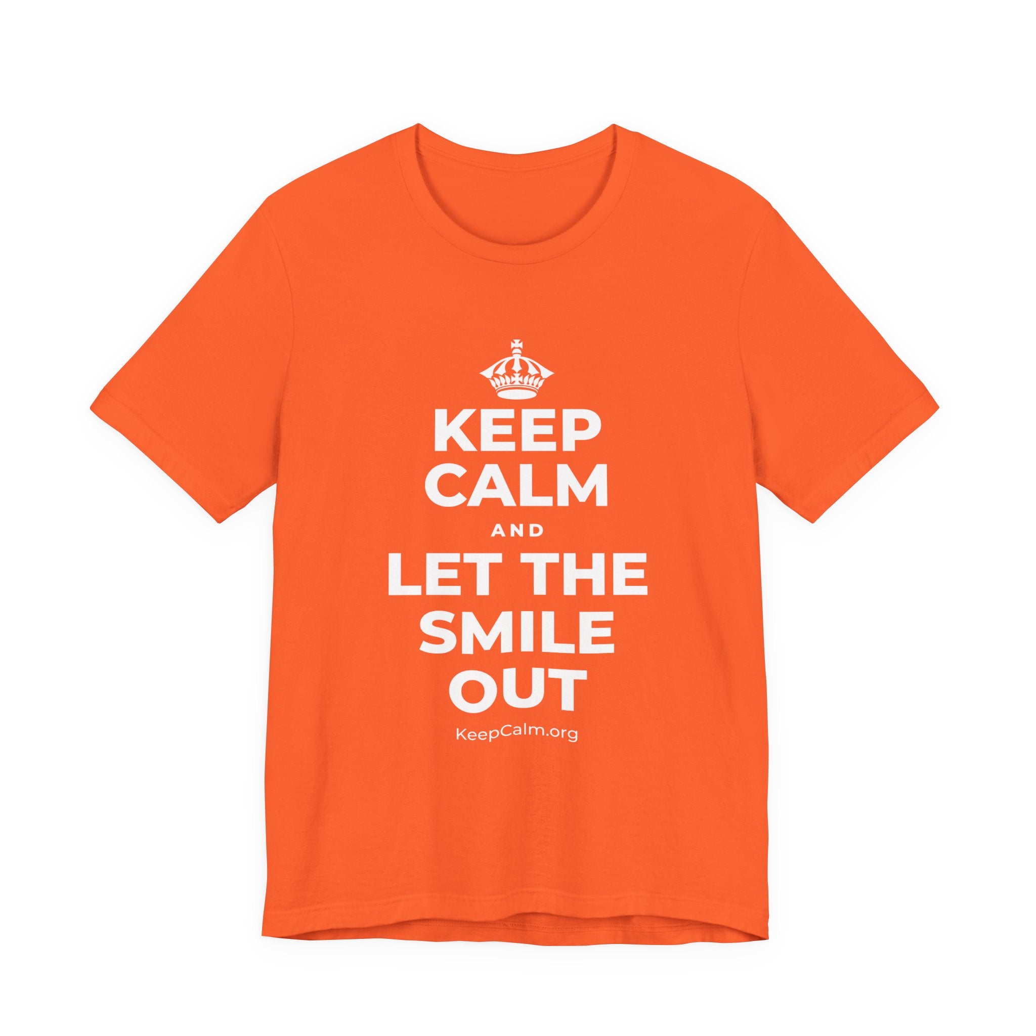 KEEP CALM AND LET THE SMILE OUT T-Shirt (Baby Blue–Silver)