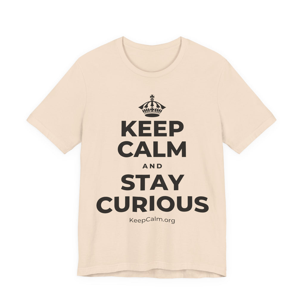 KEEP CALM AND STAY CURIOUS T-Shirt (Soft Cream–Heather Mauve)