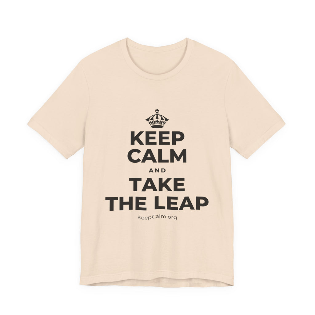 KEEP CALM AND TAKE THE LEAP T-Shirt (Soft Cream–Heather Mauve)