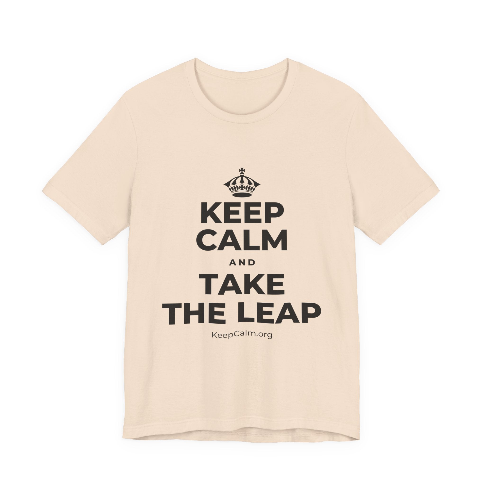 KEEP CALM AND TAKE THE LEAP T-Shirt (Soft Cream–Heather Mauve)