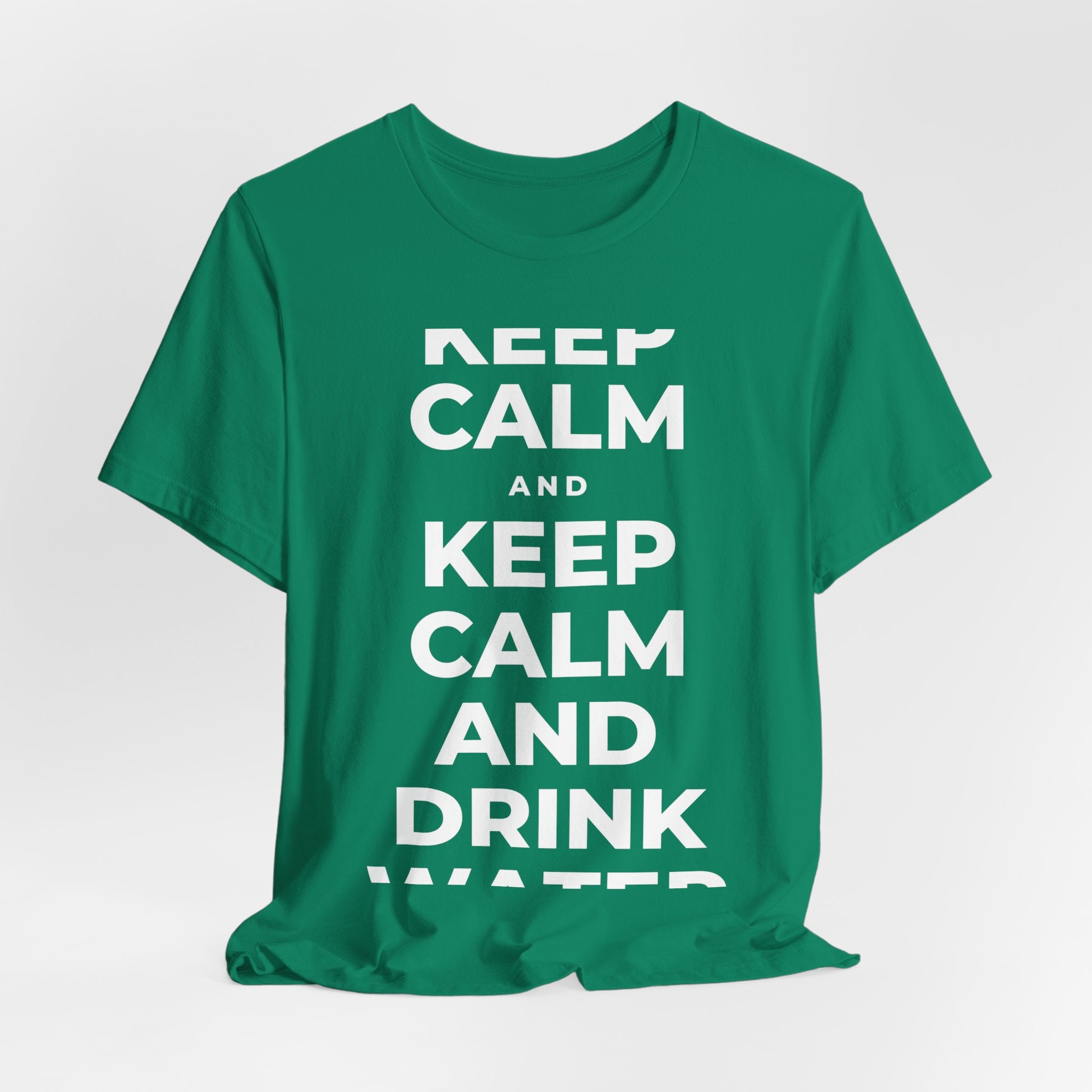 KEEP CALM AND DRINK WATER T-Shirt (White–Asphalt)