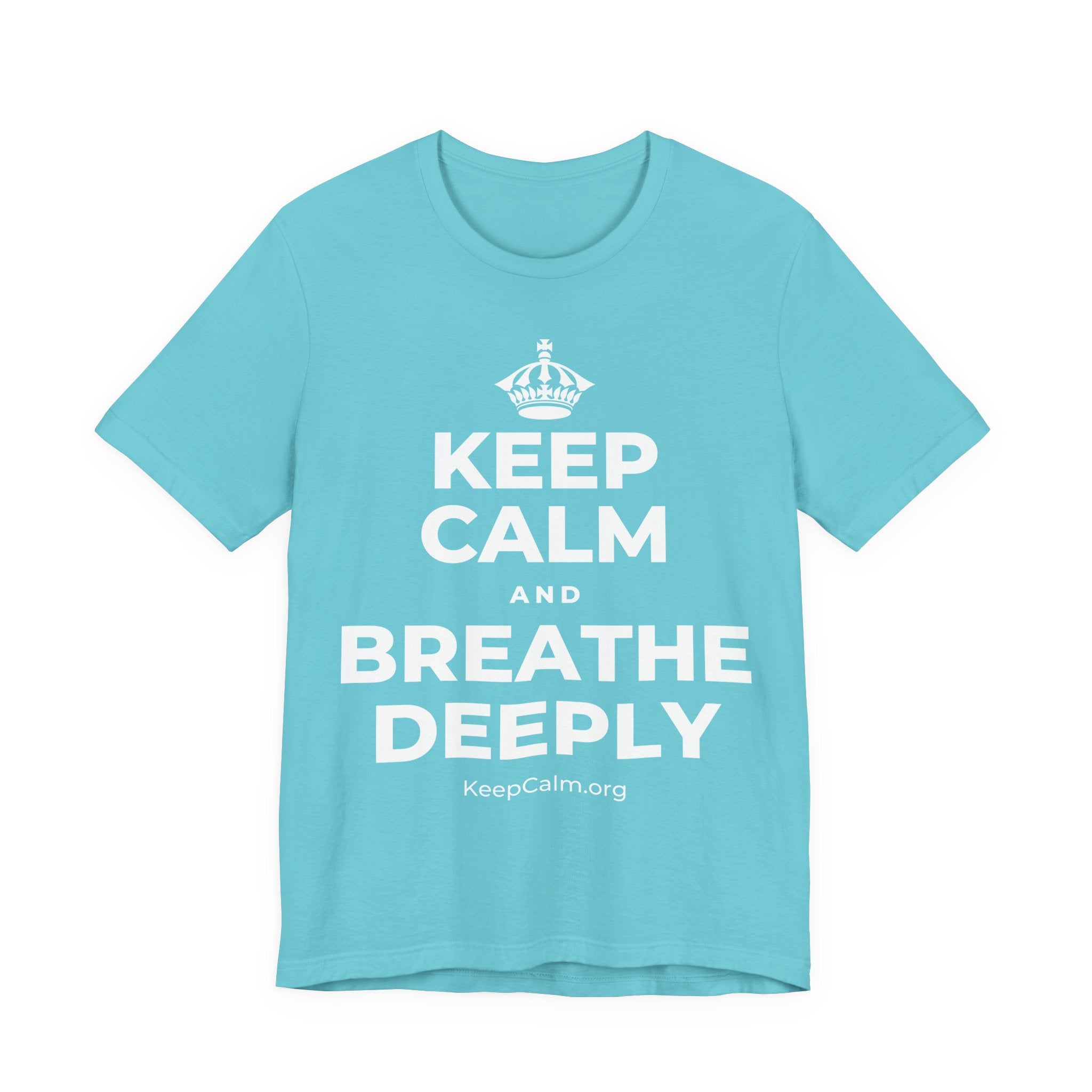 KEEP CALM AND BREATHE DEEPLY T-Shirt (Soft Cream–Heather Mauve)