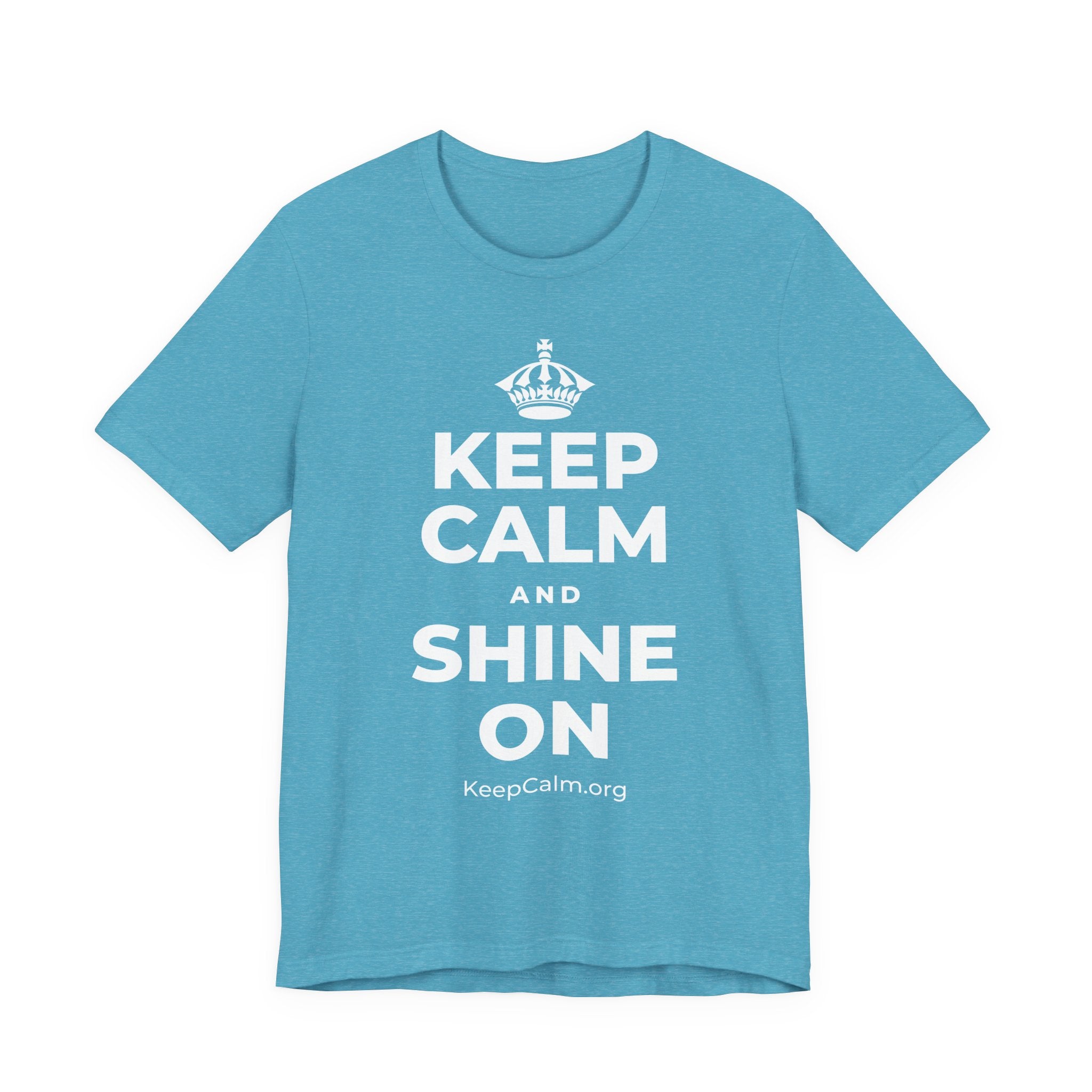 KEEP CALM AND SHINE ON T-Shirt (Soft Cream–Heather Mauve)