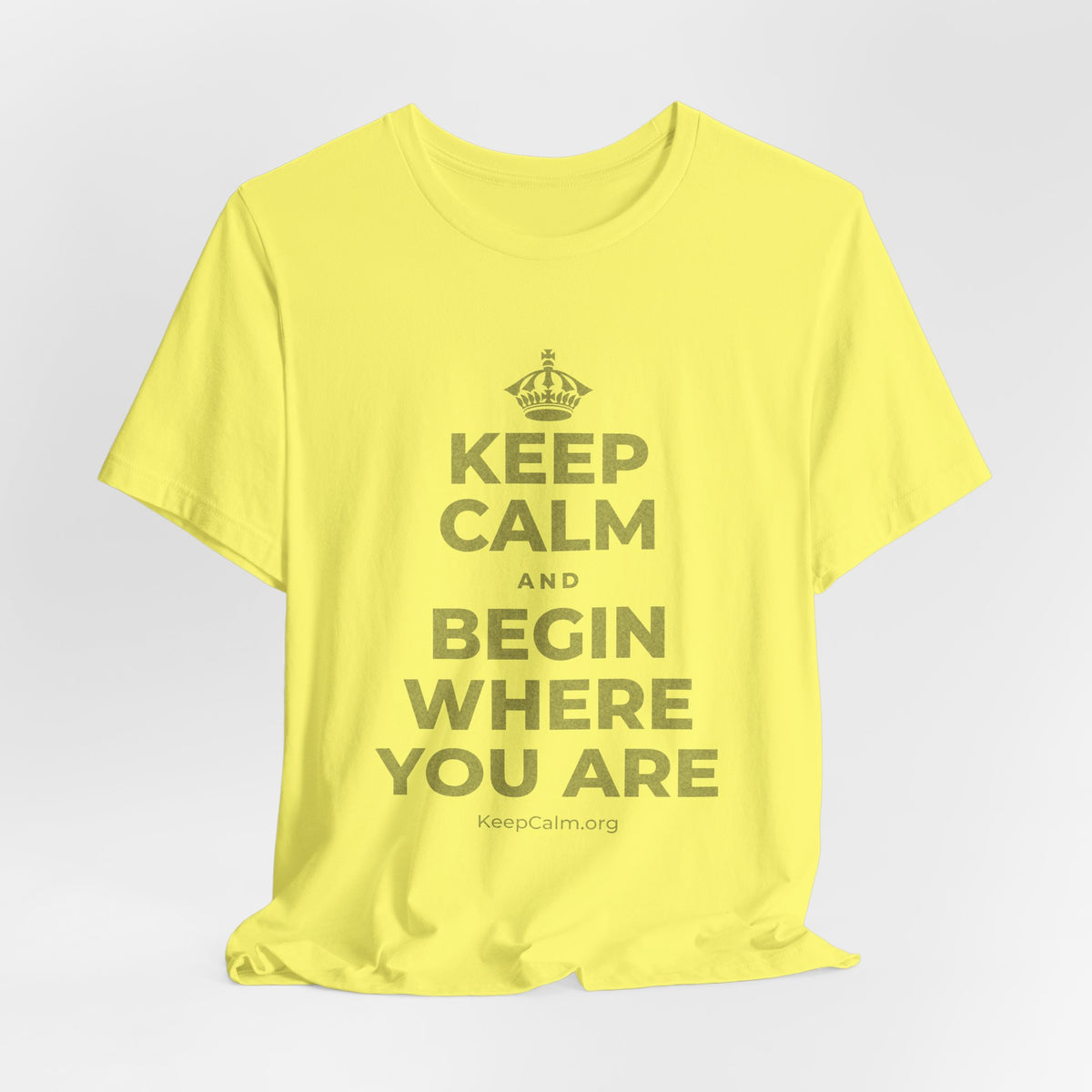 KEEP CALM AND BEGIN WHERE YOU ARE T-Shirt (Soft Cream–Heather Mauve)