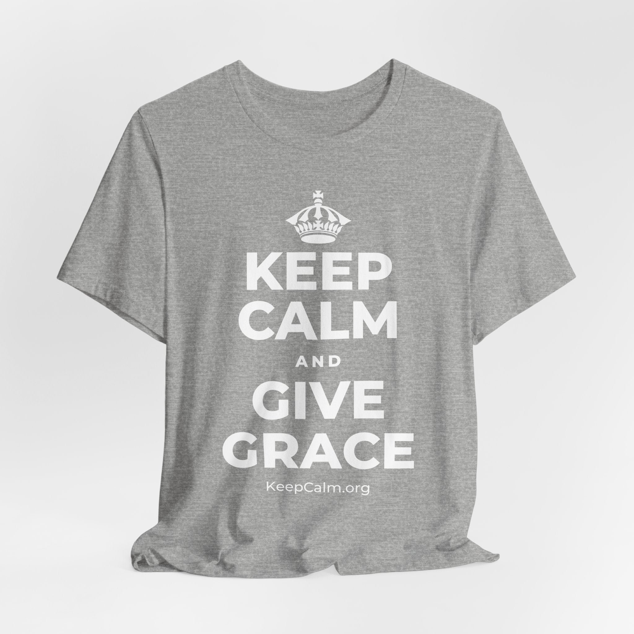 KEEP CALM AND GIVE GRACE T-Shirt (White–Asphalt)