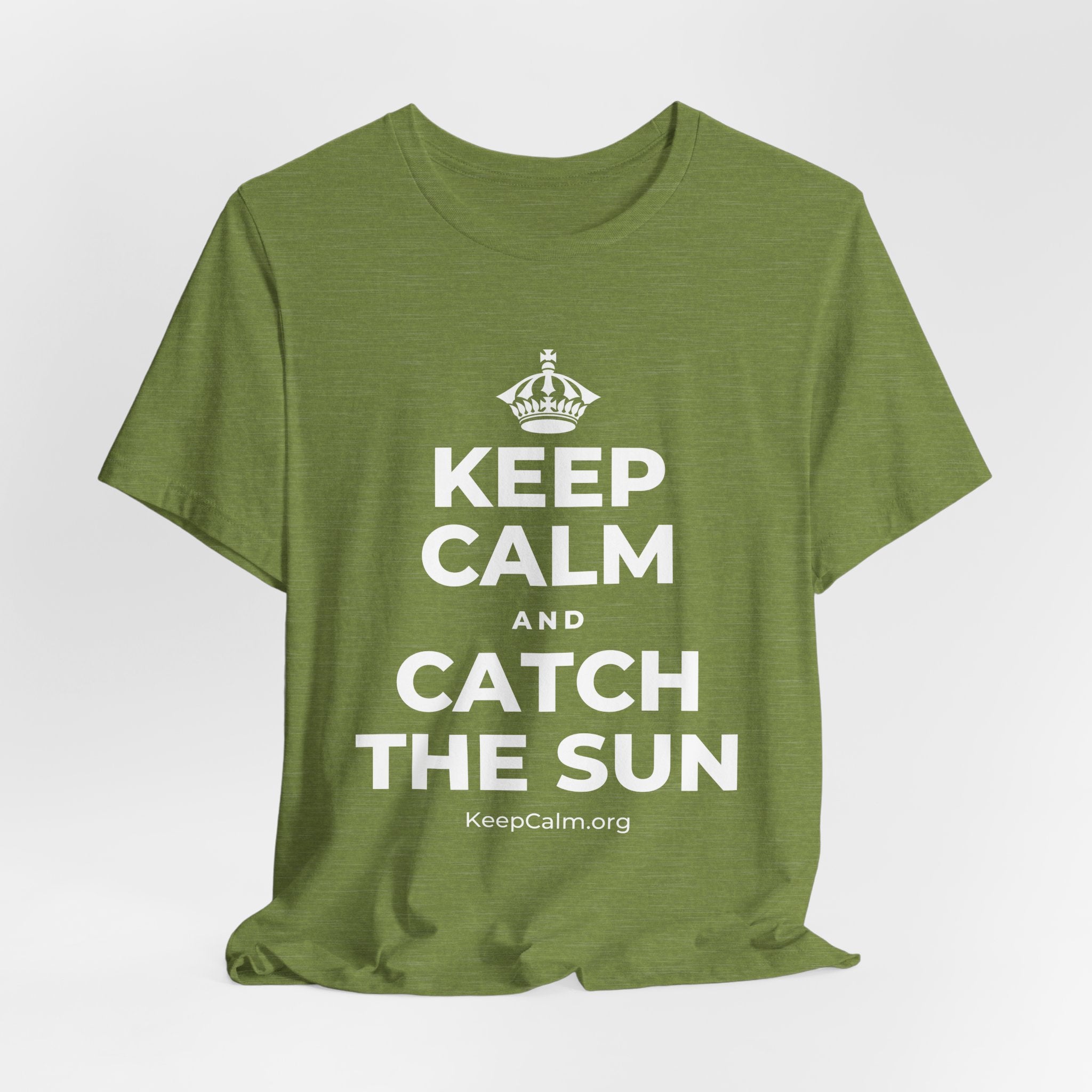 KEEP CALM AND CATCH THE SUN T-Shirt (Baby Blue–Silver)