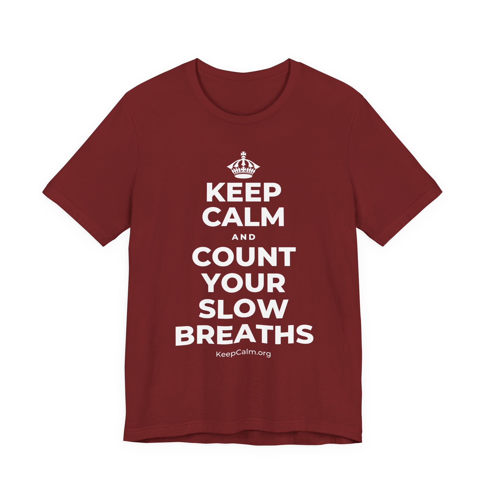 KEEP CALM AND COUNT YOUR SLOW BREATHS T-Shirt (Baby Blue–Silver)