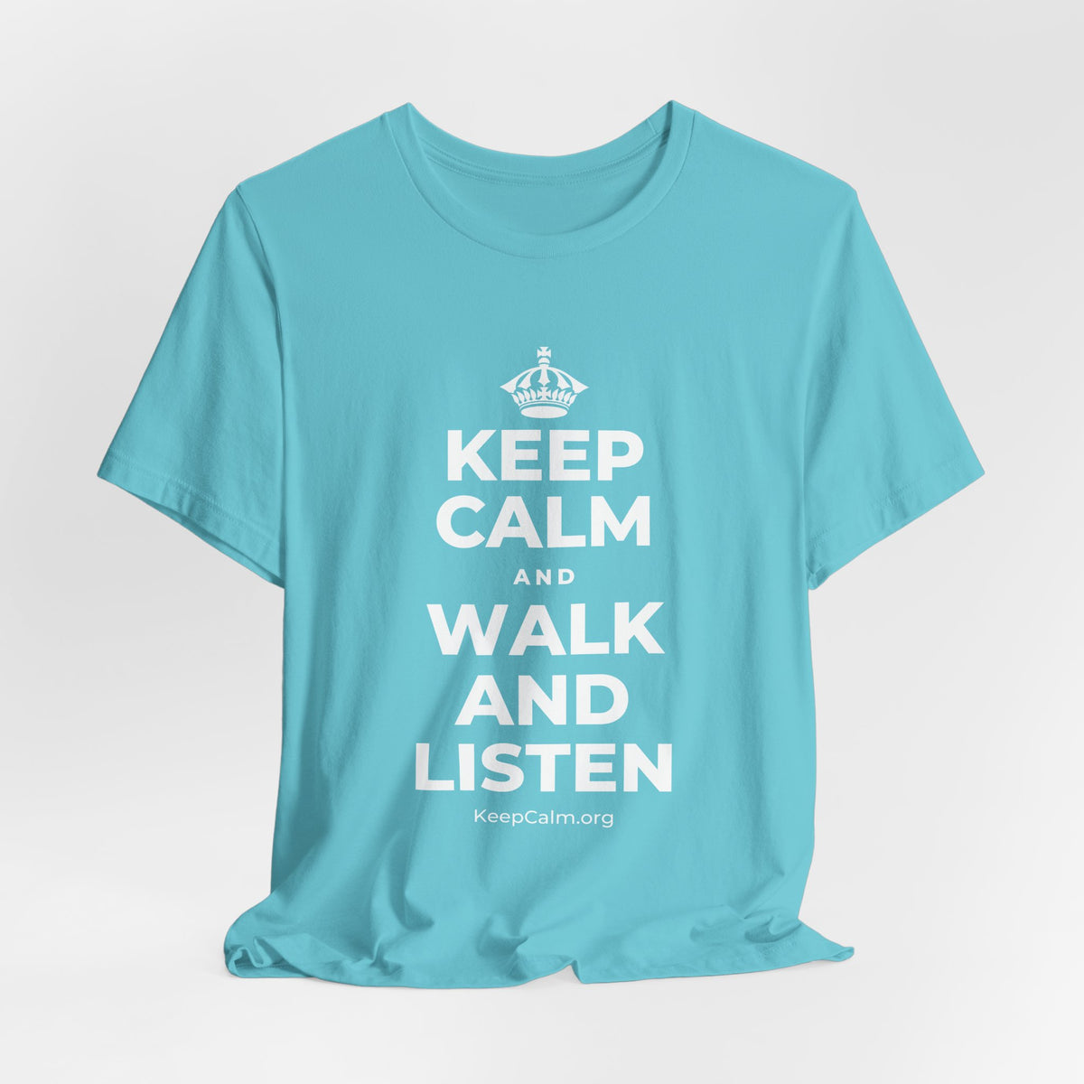 KEEP CALM AND WALK AND LISTEN T-Shirt (Soft Cream–Heather Mauve)